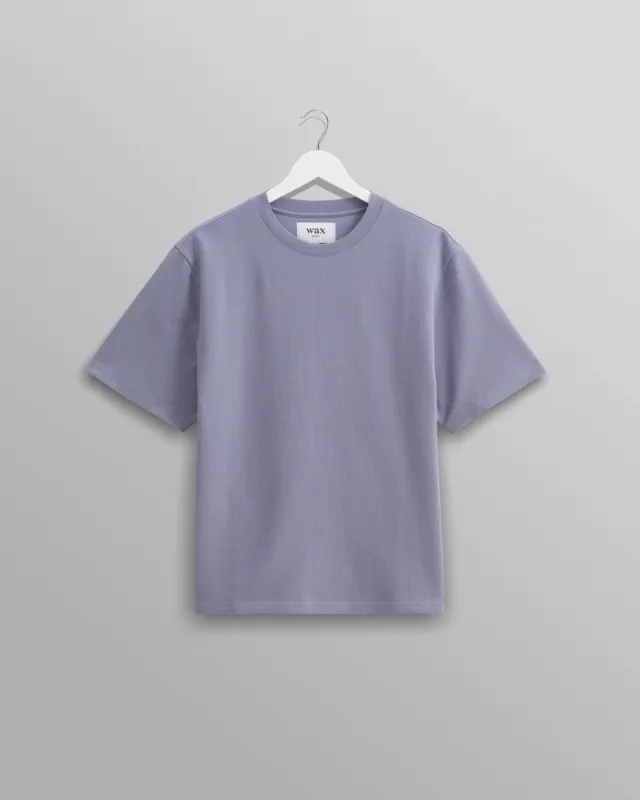Dean - Mid-Blue Textured Organic Cotton T-Shirt sold by Wax London
