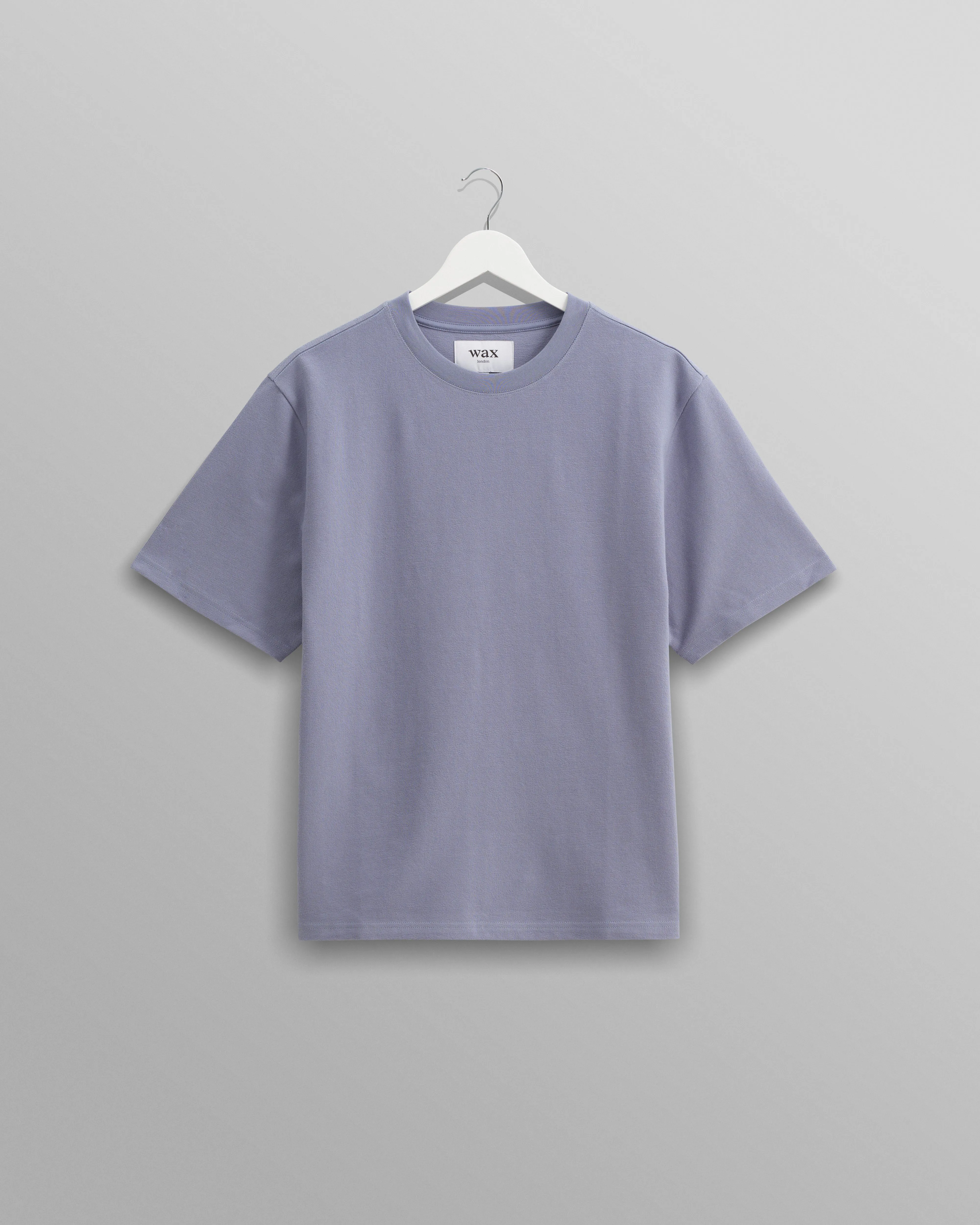 Dean - Mid-Blue Textured Organic Cotton T-Shirt sold by Wax London