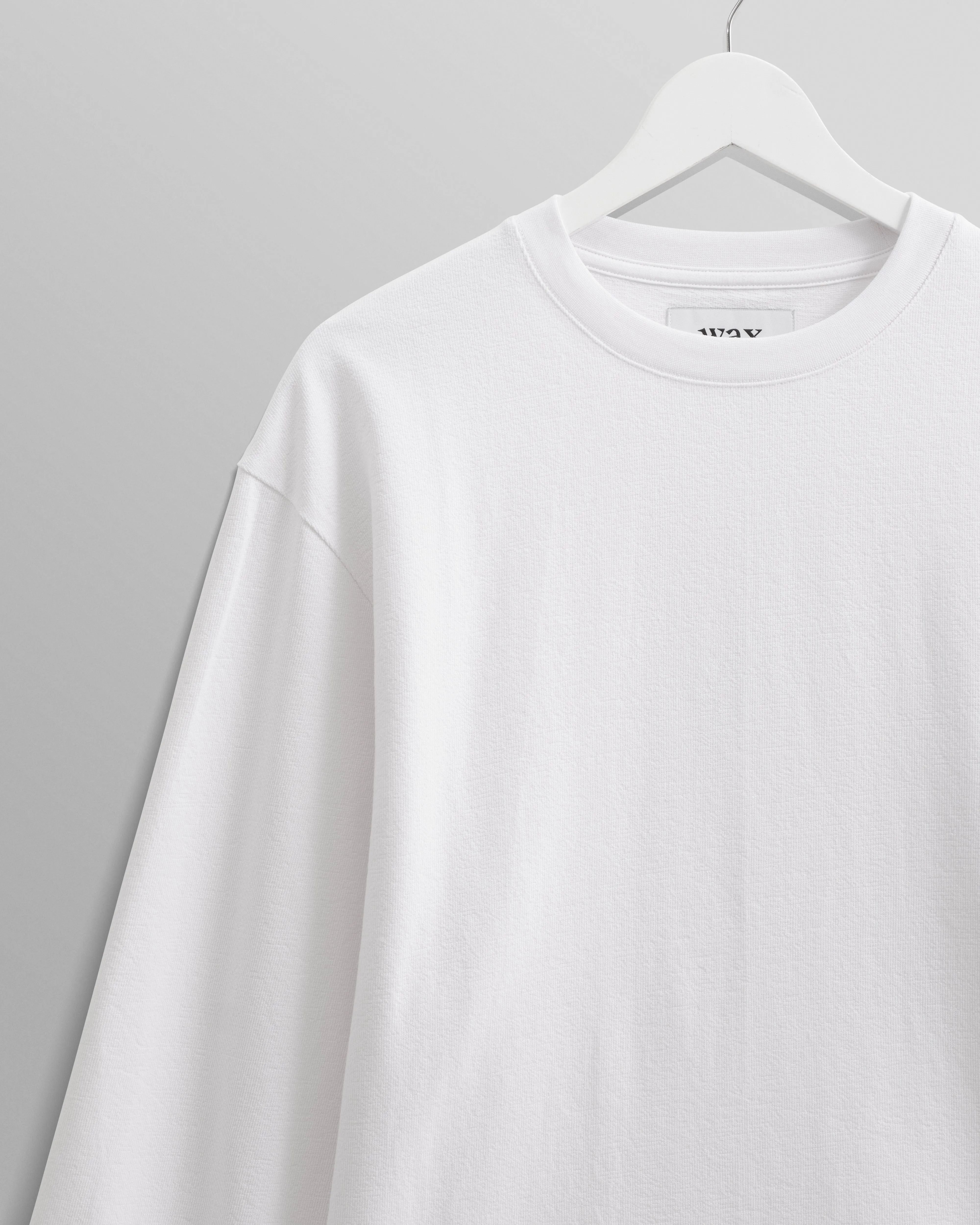 Hayden - White Textured Organic Cotton Long Sleeve T-Shirt sold by Wax London product image thumbnail 5