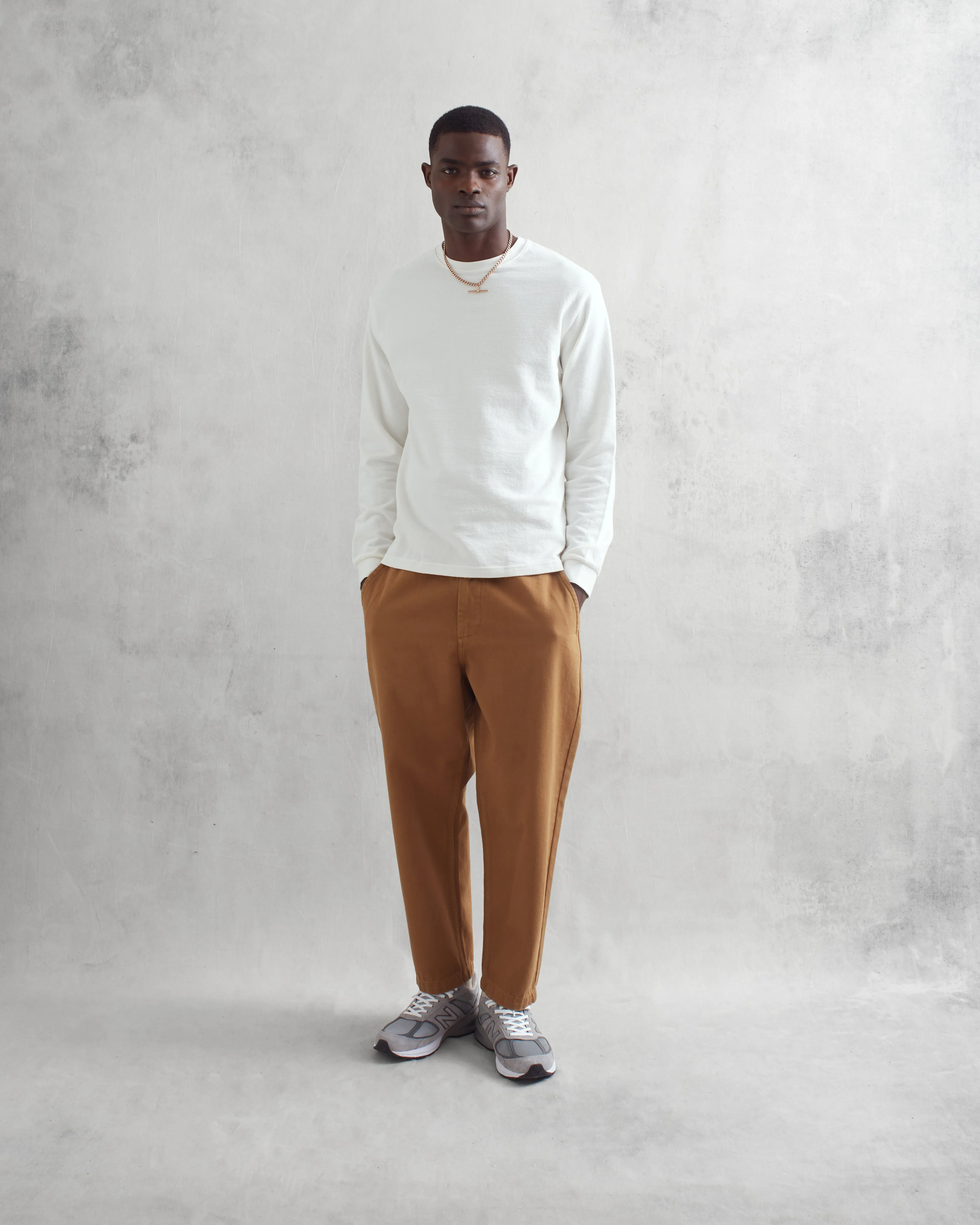 Hayden - White Textured Organic Cotton Long Sleeve T-Shirt sold by Wax London product image thumbnail 4