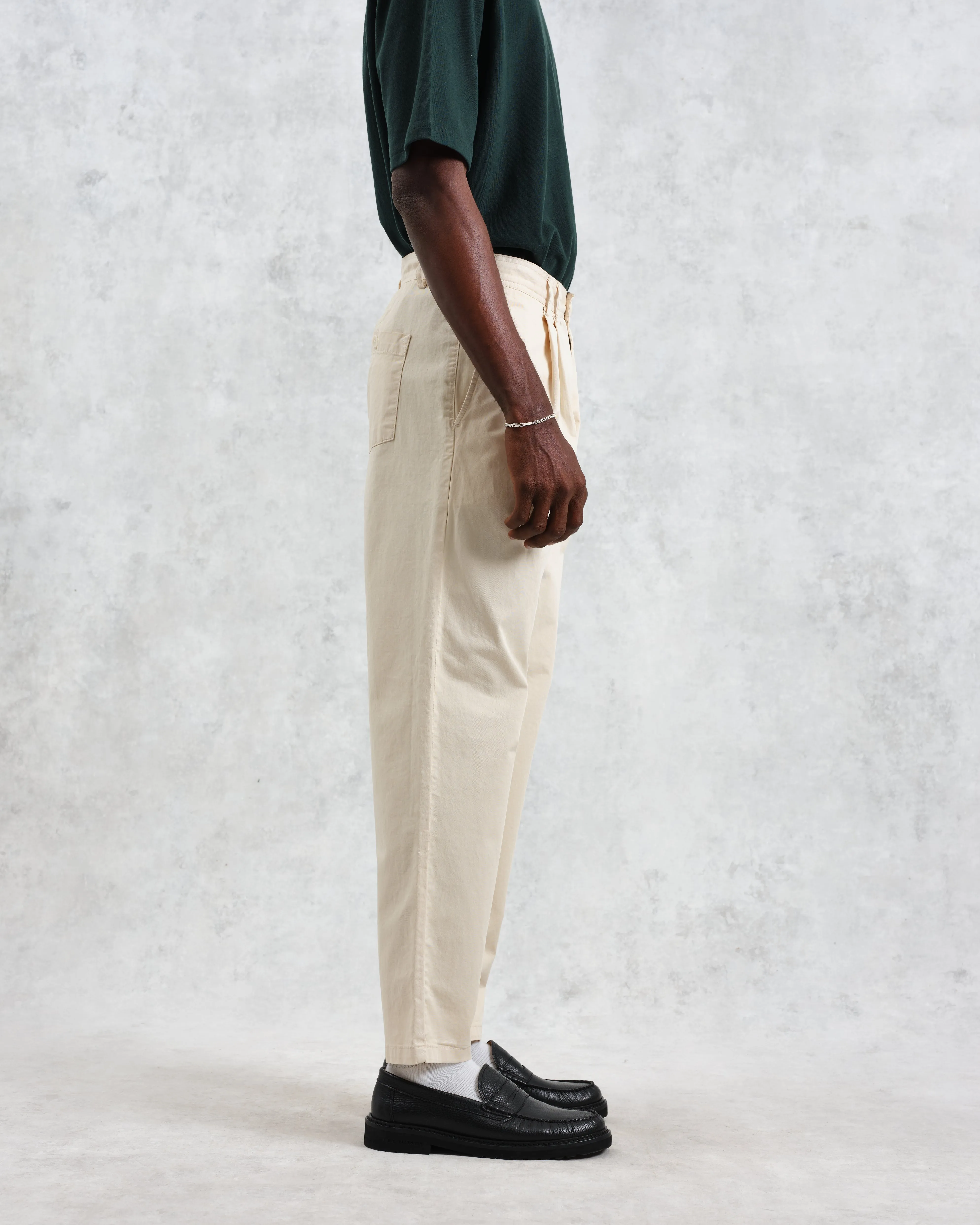 Raleigh - Stone Cotton Pleated Trousers sold by Wax London product image thumbnail 5