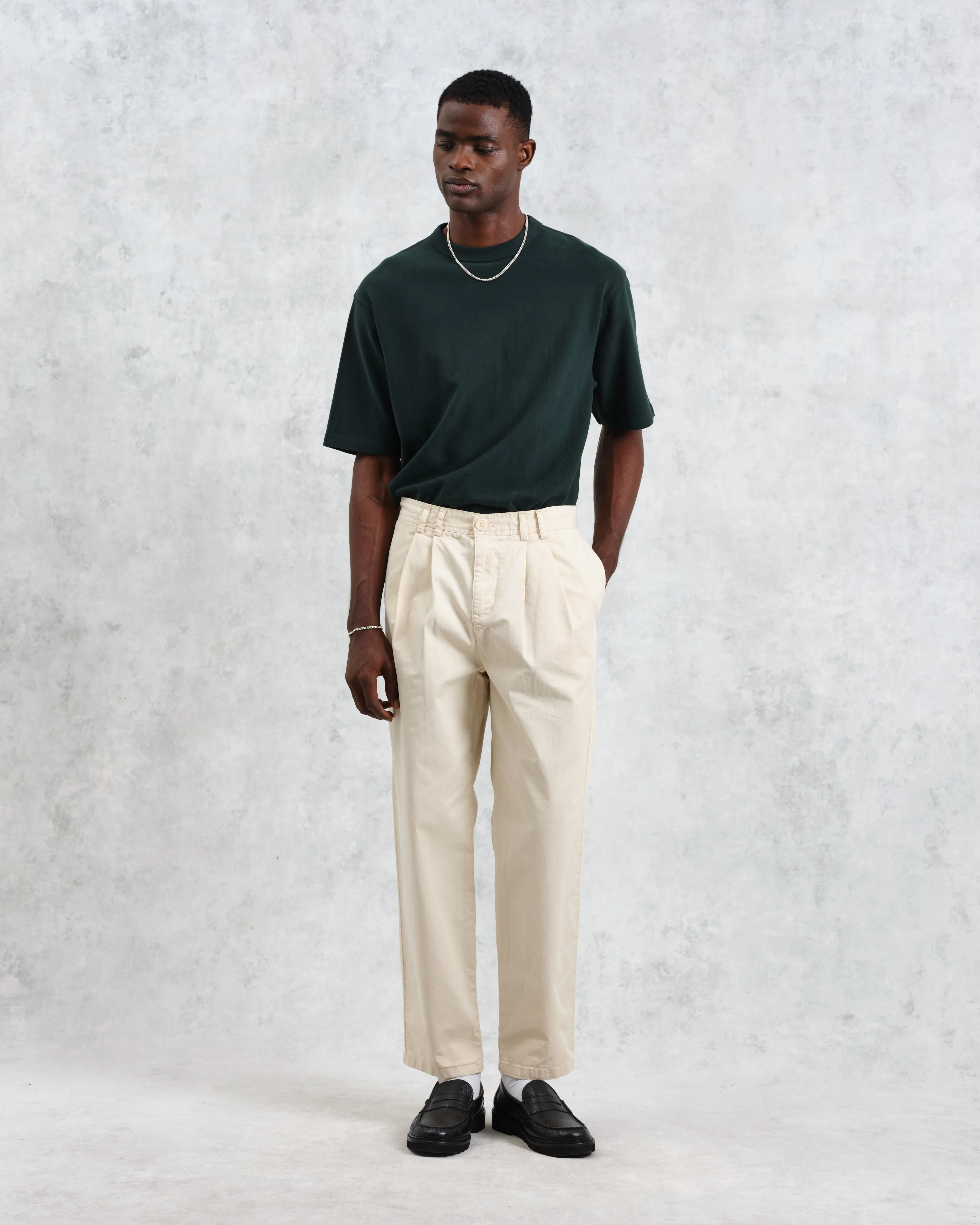 Raleigh - Stone Cotton Pleated Trousers sold by Wax London product image thumbnail 4