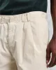 Raleigh - Stone Cotton Pleated Trousers sold by Wax London