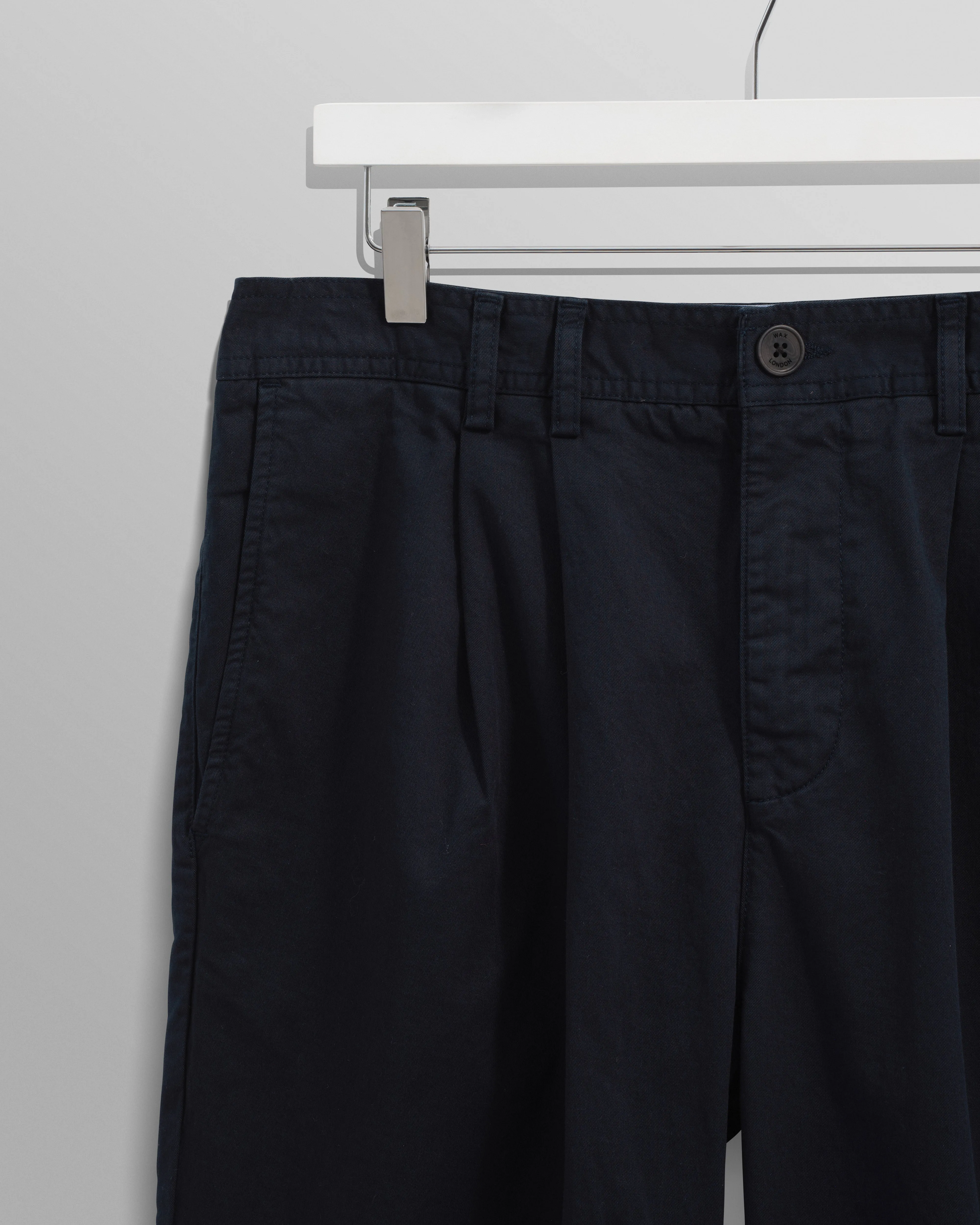 Raleigh - Navy Cotton Pleated Trousers sold by Wax London product image thumbnail 2