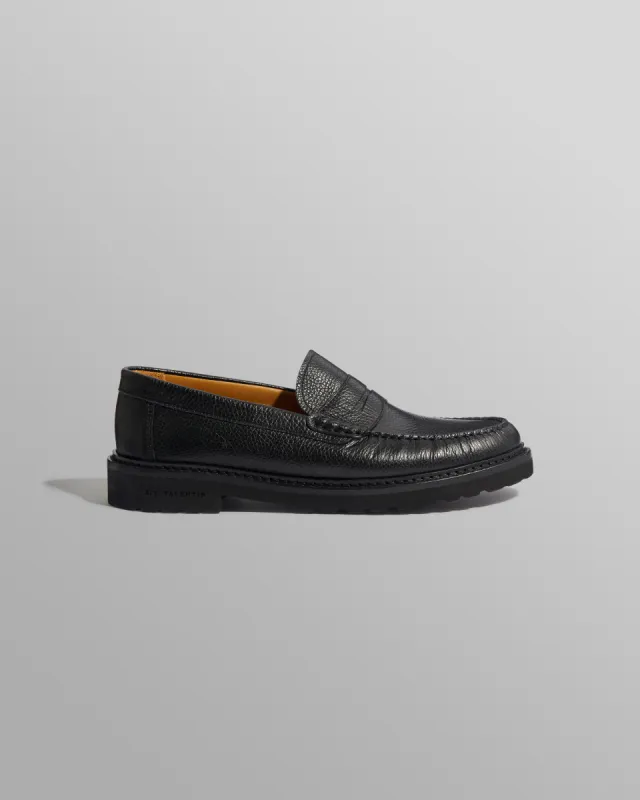 S.T. Valentin - Black Grained Leather Loafers sold by Wax London