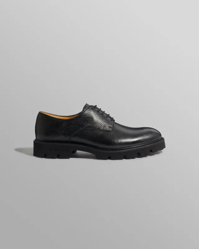 S.T. Valentin - Black Grained Leather Derby Shoes sold by Wax London