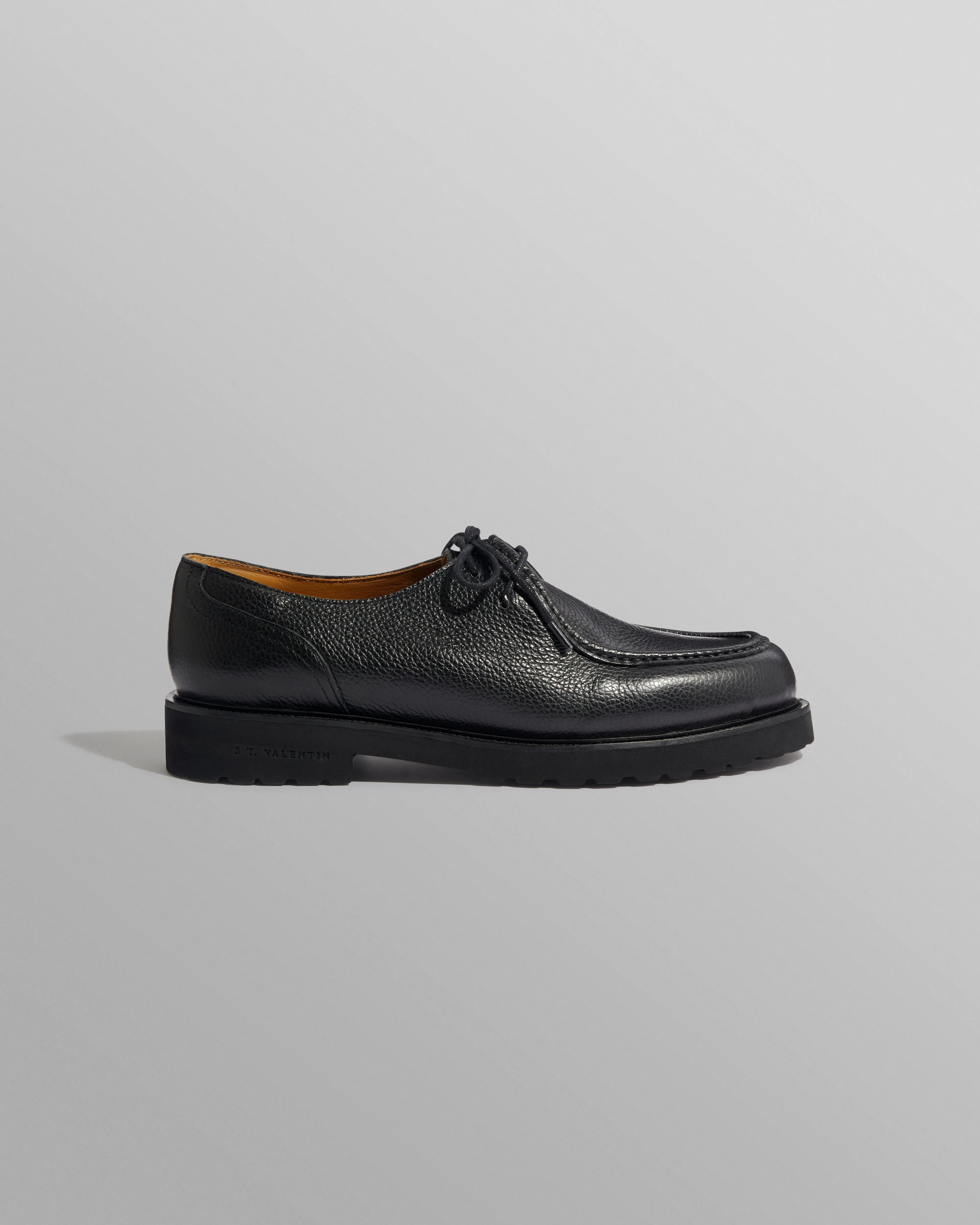 S.T. Valentin - Black Grained Italian Leather Deck Shoes sold by Wax London
