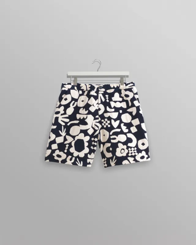 Kurt - Navy And Ecru Spin Jacquard Shorts sold by Wax London