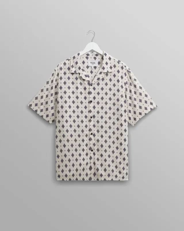 Didcot Shirt Ecru Ditsy Tile sold by Wax London