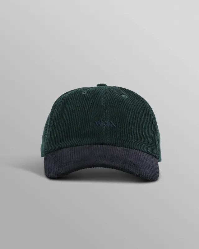 Spencer - Green/Navy Corduroy Sports Cap made by Wax London