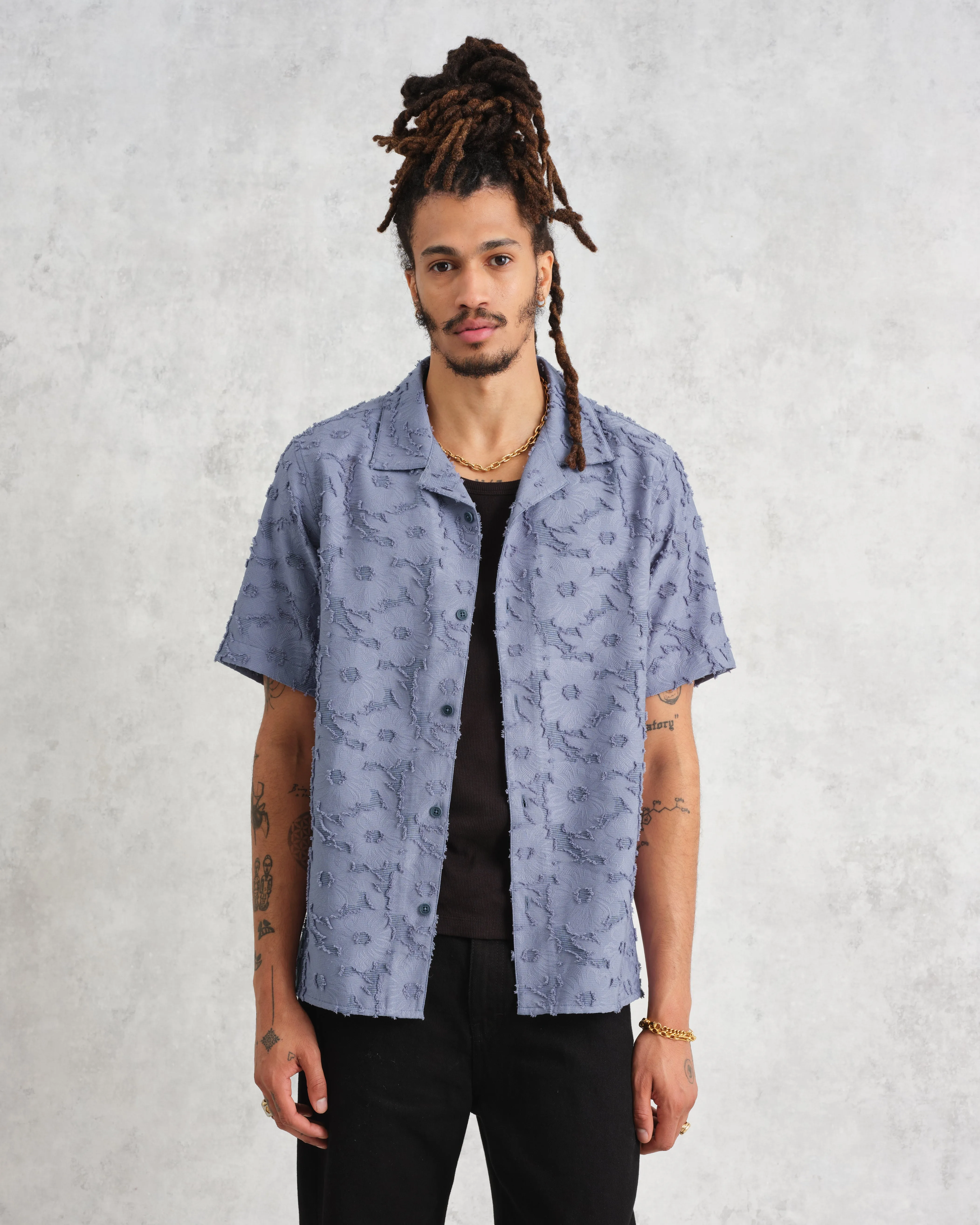 Didcot Shirt Blue Floral Sheer sold by Wax London product image thumbnail 3