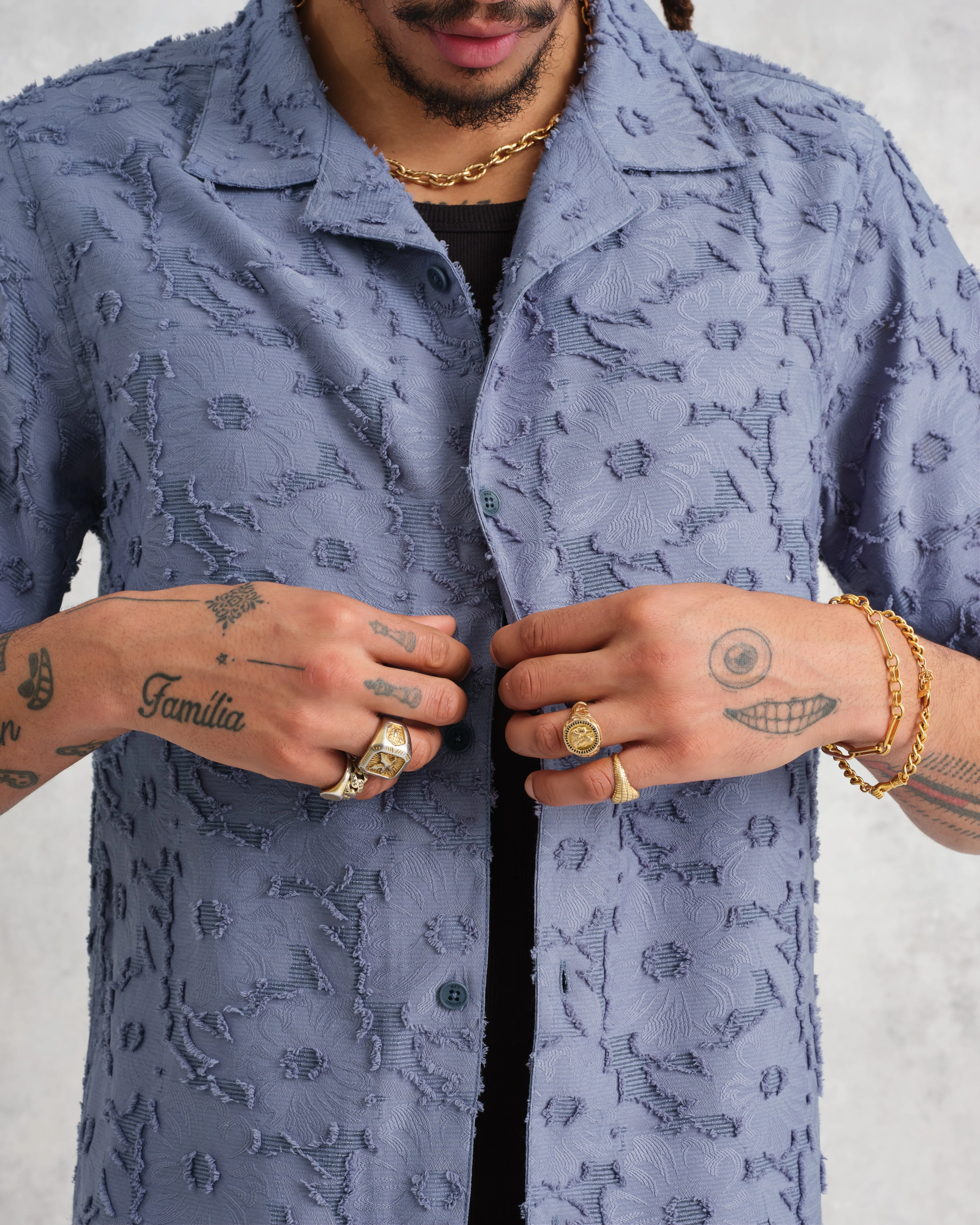 Didcot Shirt Blue Floral Sheer sold by Wax London product image thumbnail 2