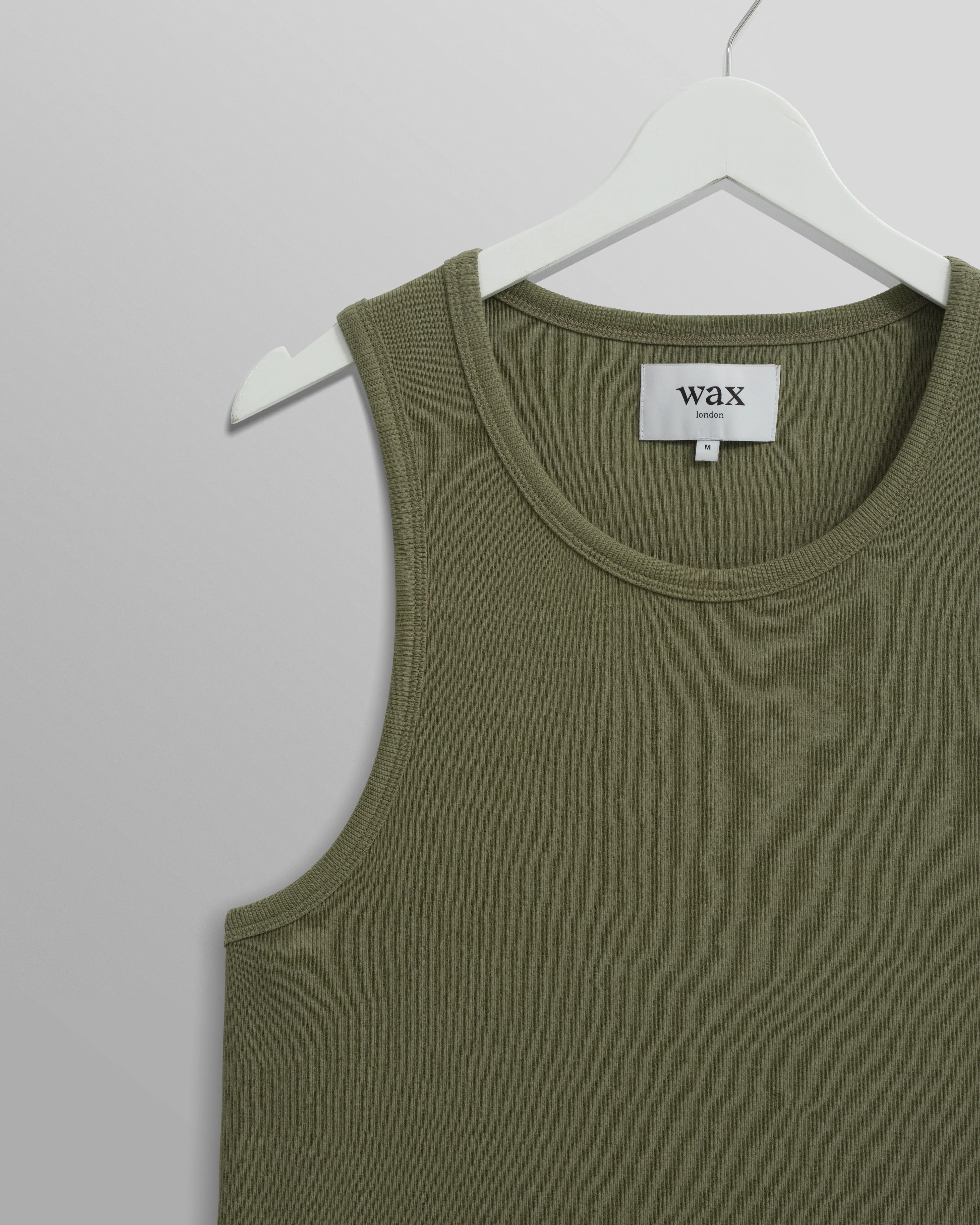 Montague - Khaki Ribbed Organic Cotton Vest sold by Wax London product image thumbnail 2
