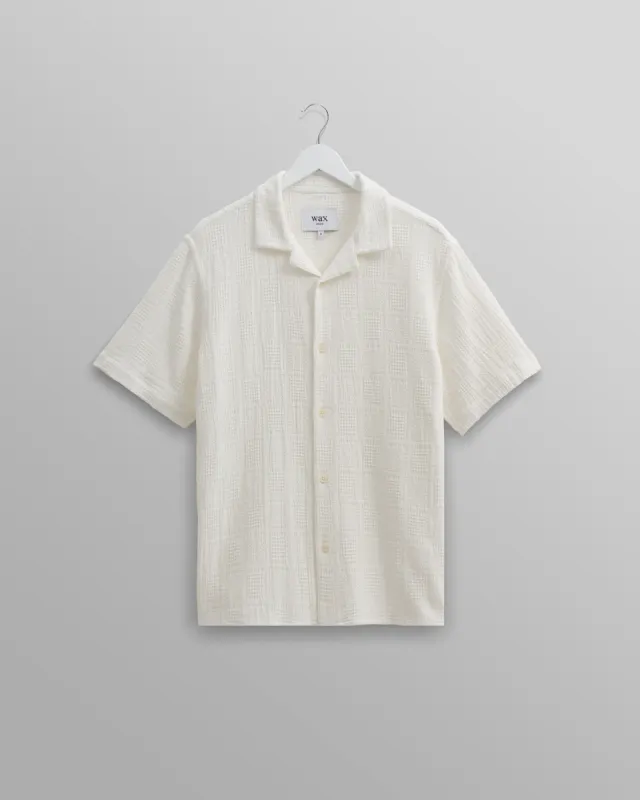 Didcot Shirt White Patchwork Waffle sold by Wax London
