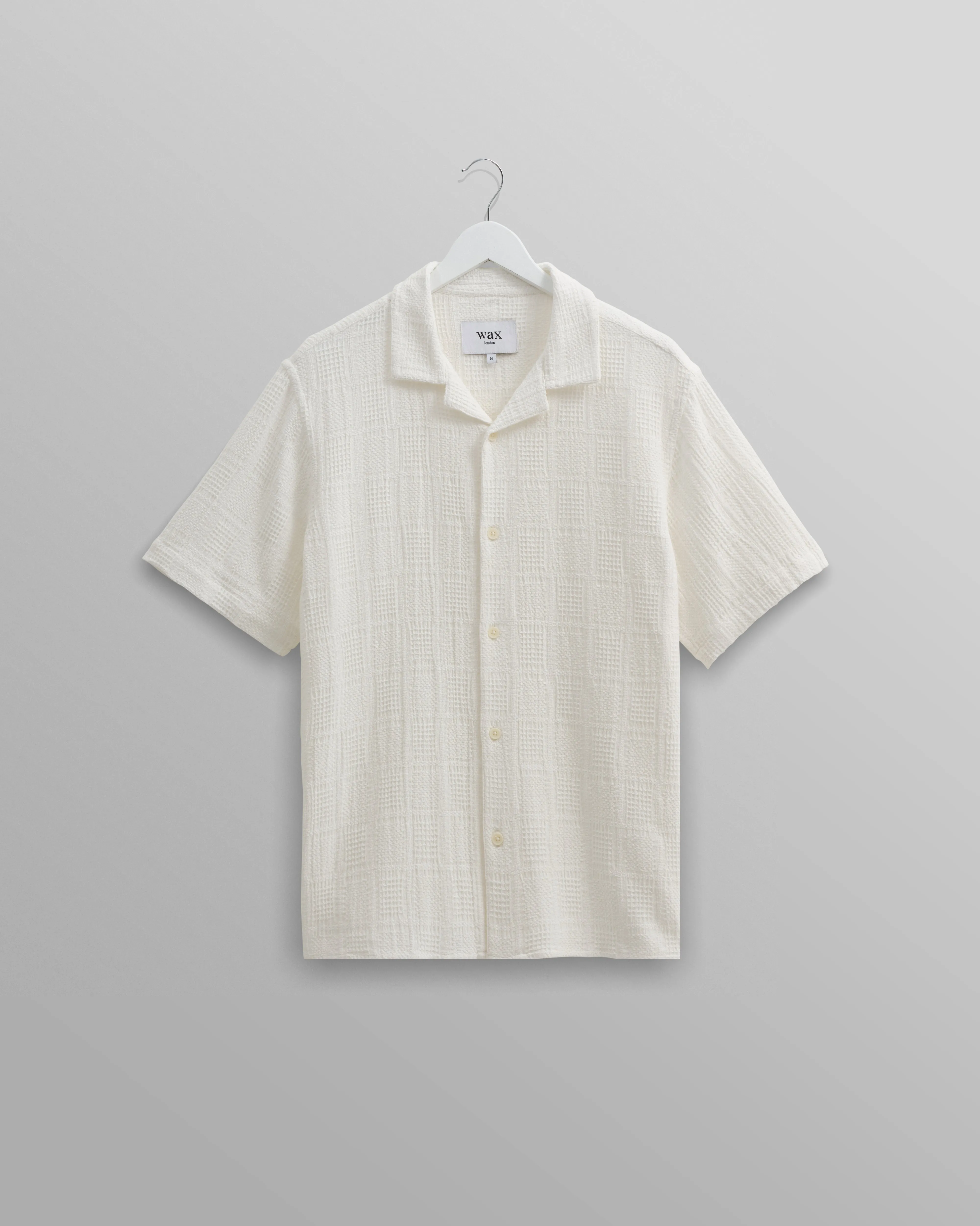 Didcot Shirt White Patchwork Waffle sold by Wax London
