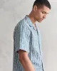 Didcot Shirt Blue/Ecru Floral Stripe sold by Wax London