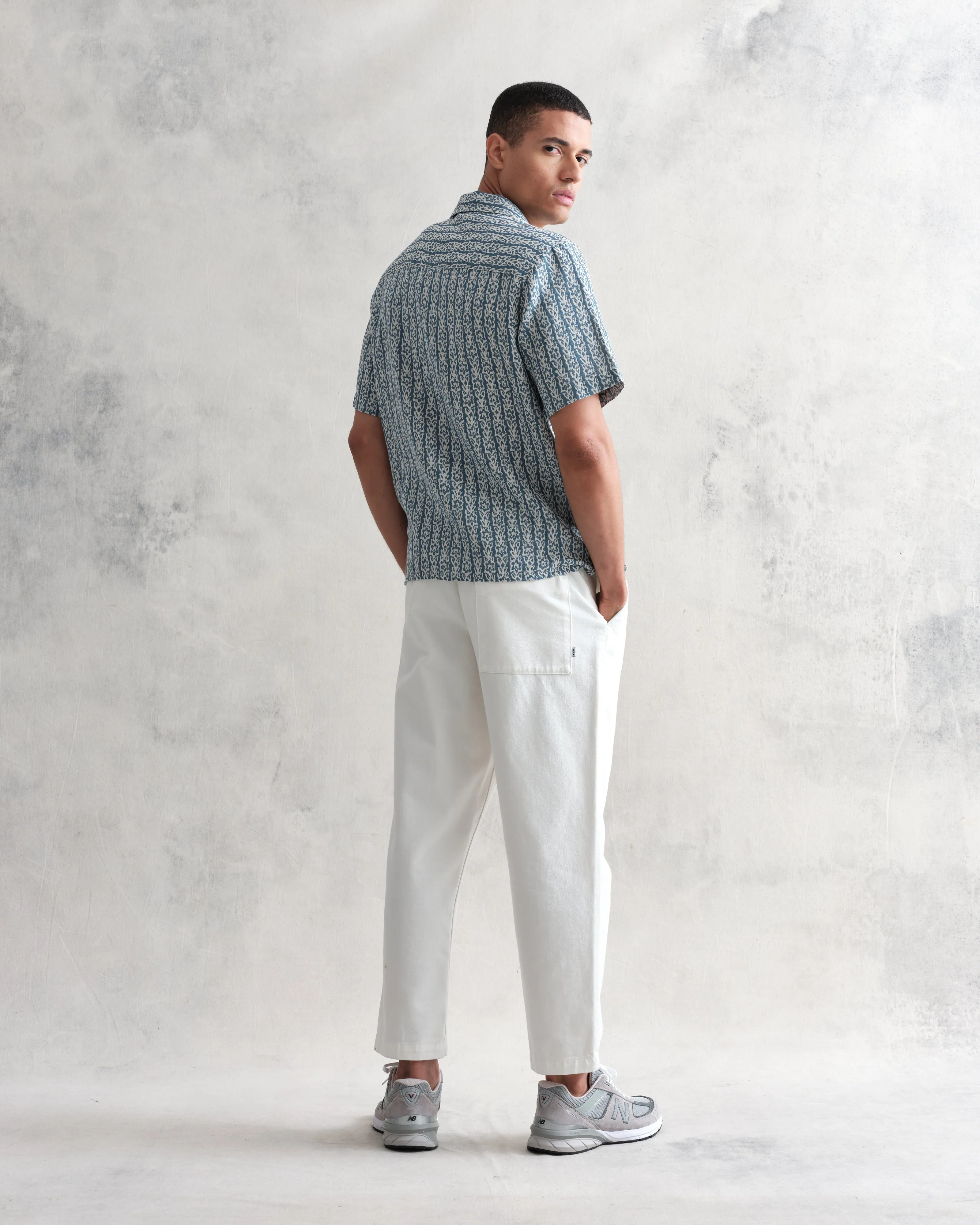 Didcot Shirt Blue/Ecru Floral Stripe sold by Wax London product image thumbnail 5