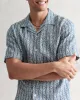 Didcot Shirt Blue/Ecru Floral Stripe sold by Wax London