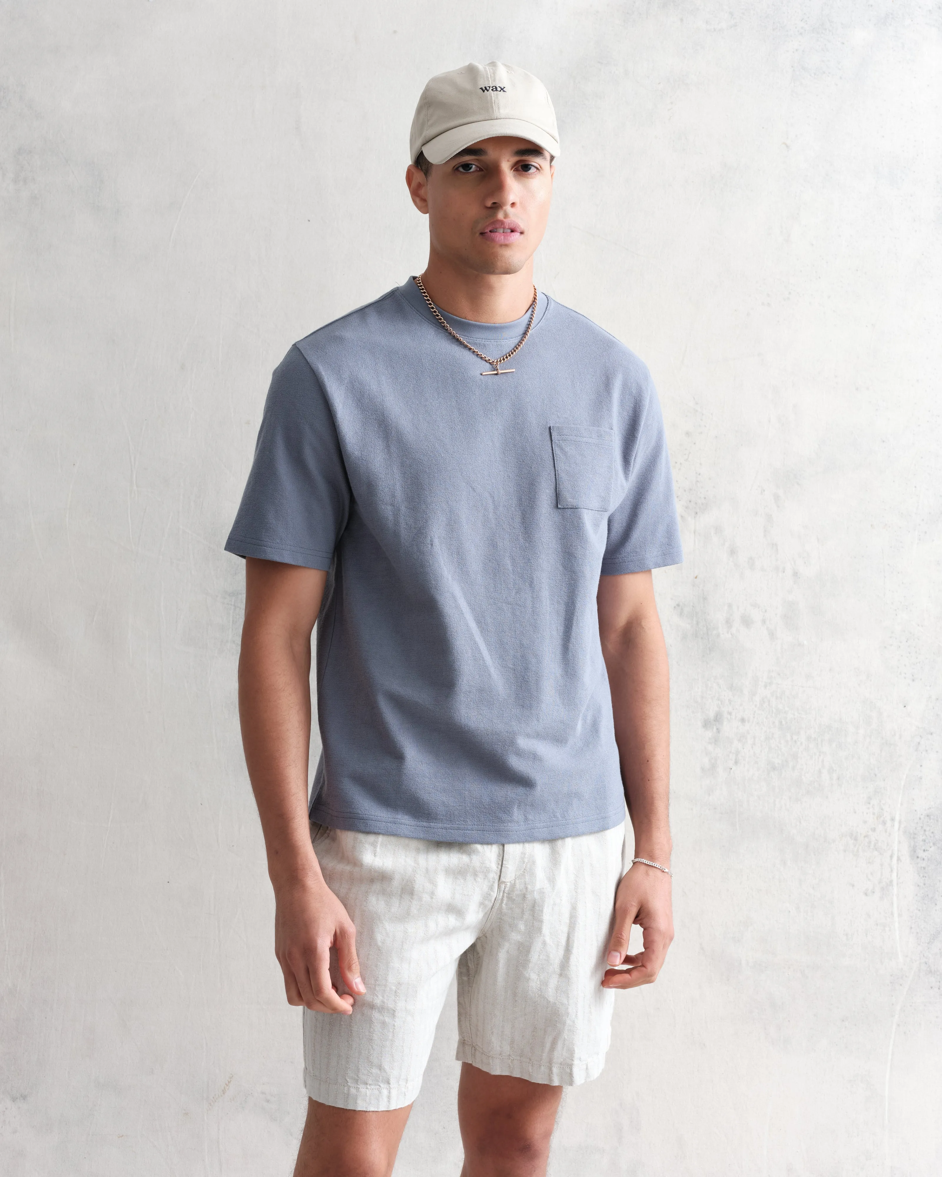 Dean T-Shirt Textured Blue With Pocket sold by Wax London product image thumbnail 2