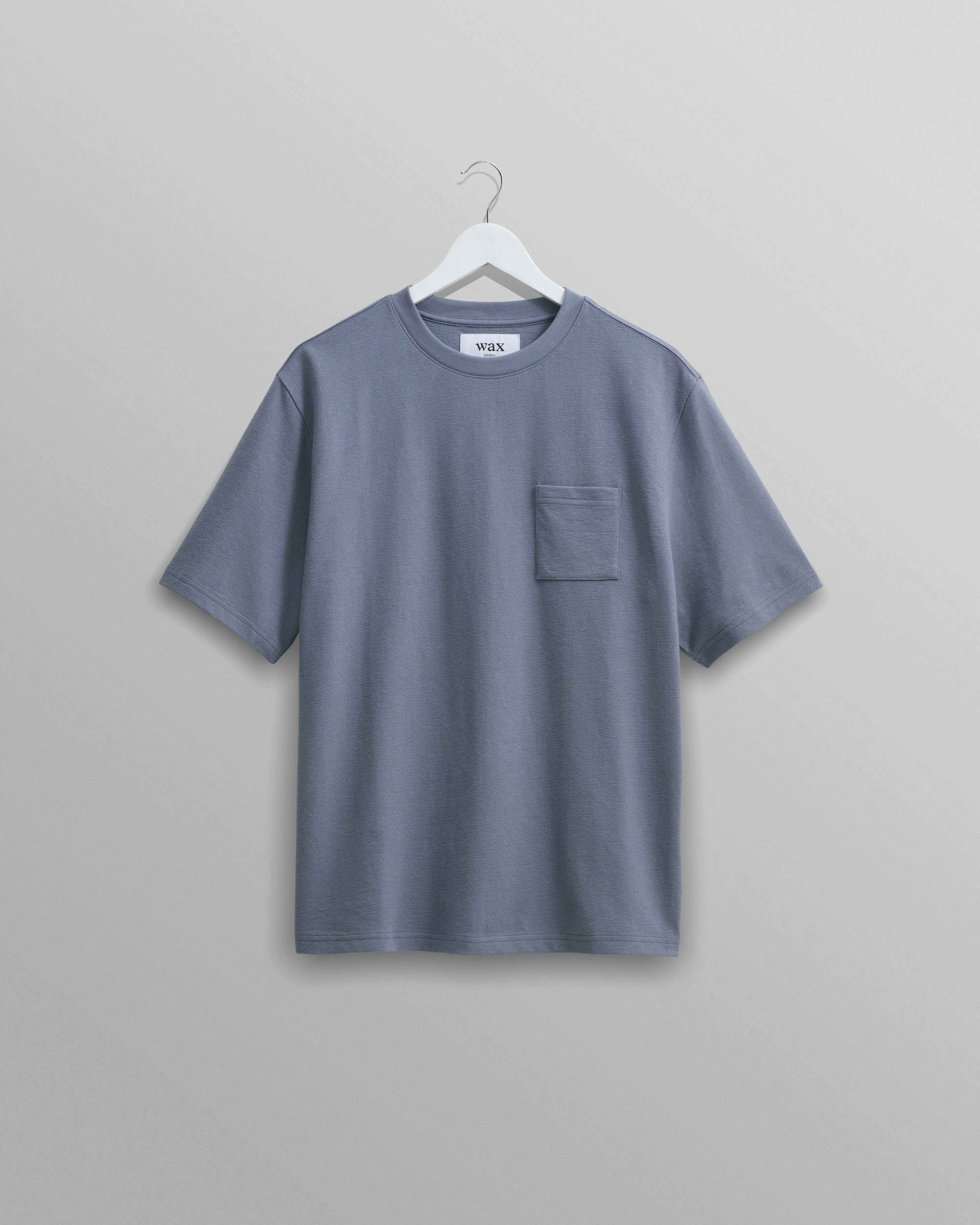Dean T-Shirt Textured Blue With Pocket sold by Wax London
