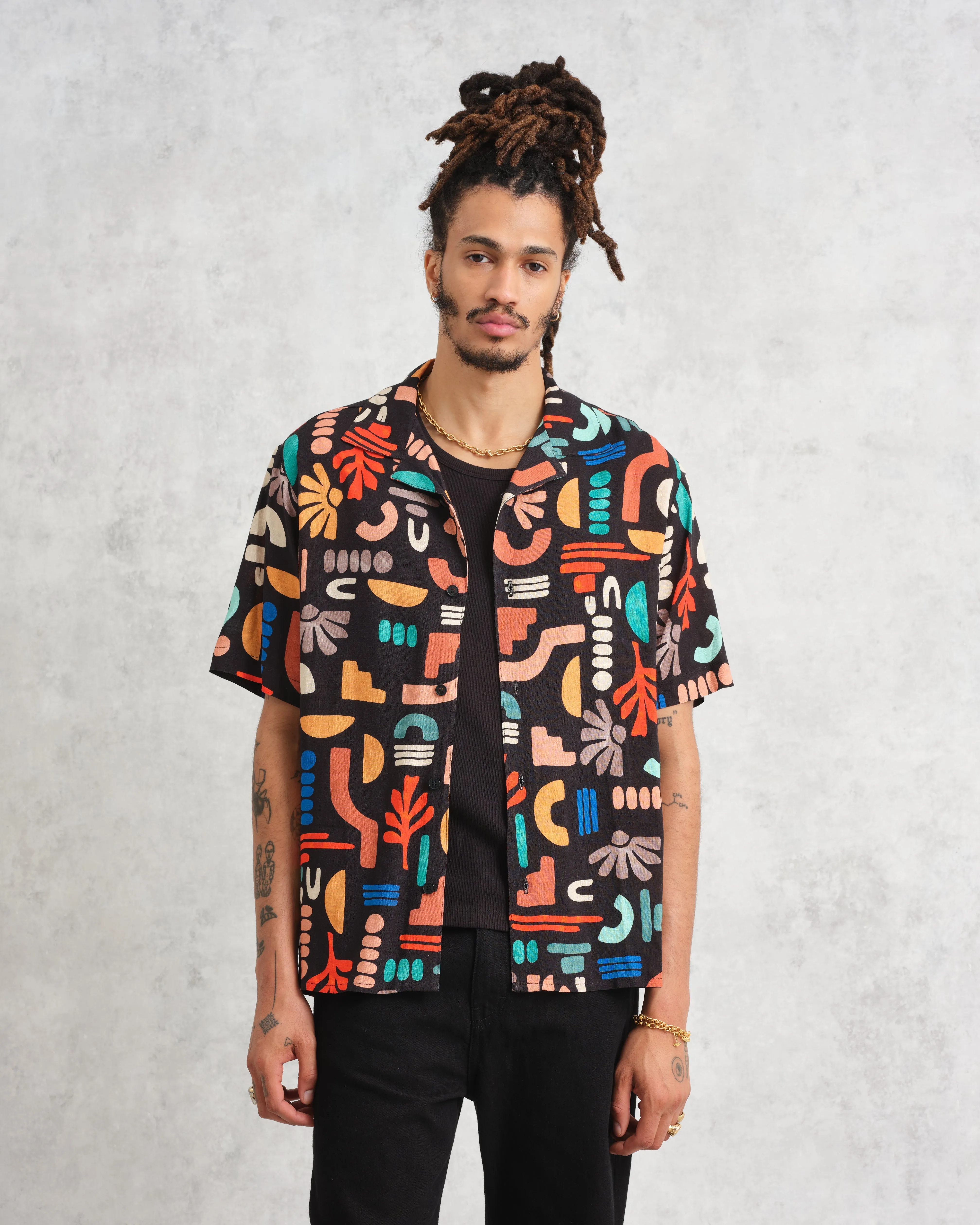 Didcot Shirt Black/Multi Block sold by Wax London product image thumbnail 2