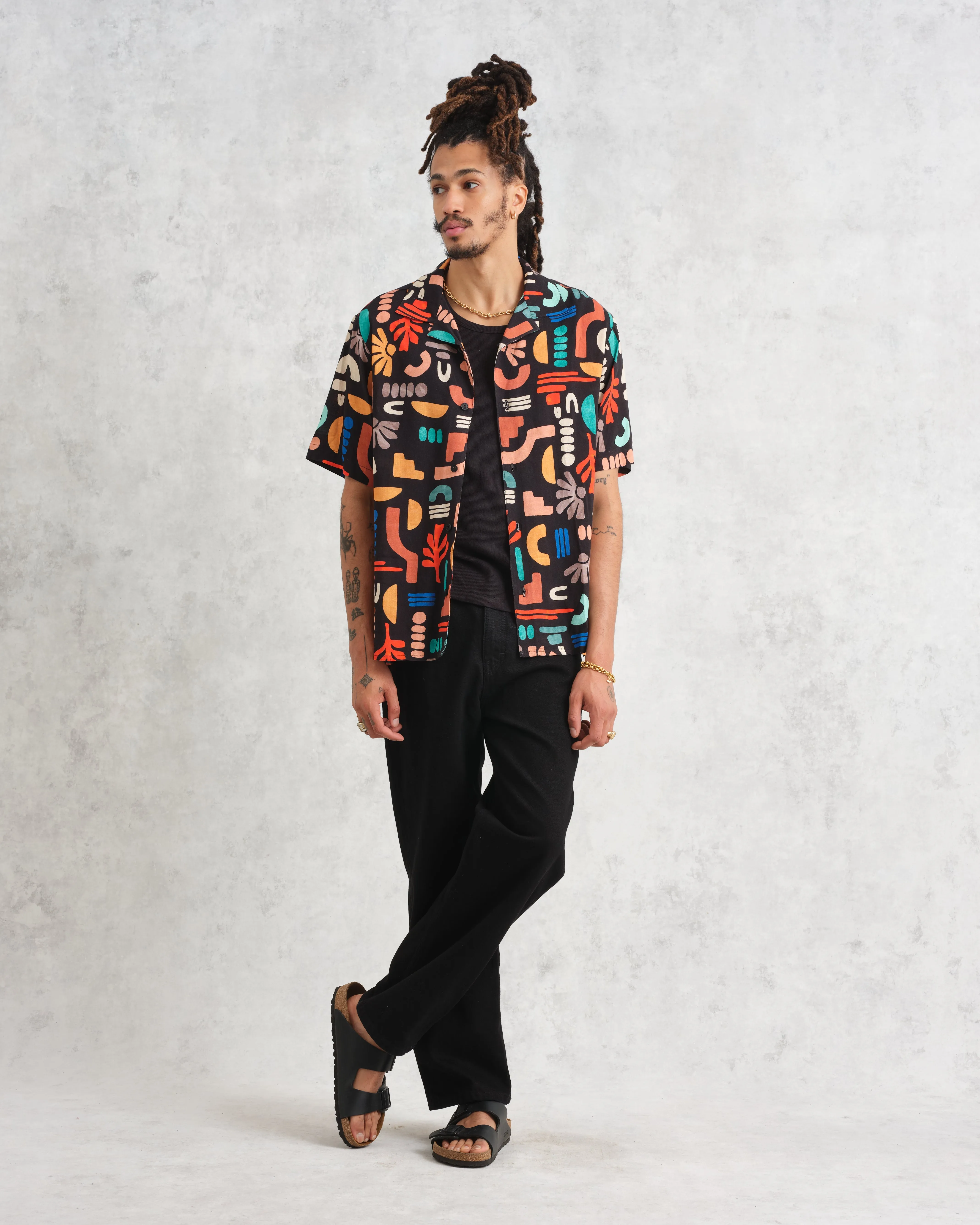 Didcot Shirt Black/Multi Block sold by Wax London product image thumbnail 4