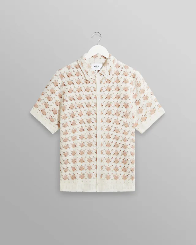 Porto - Ecru Splash Crochet Shirt made by Wax London