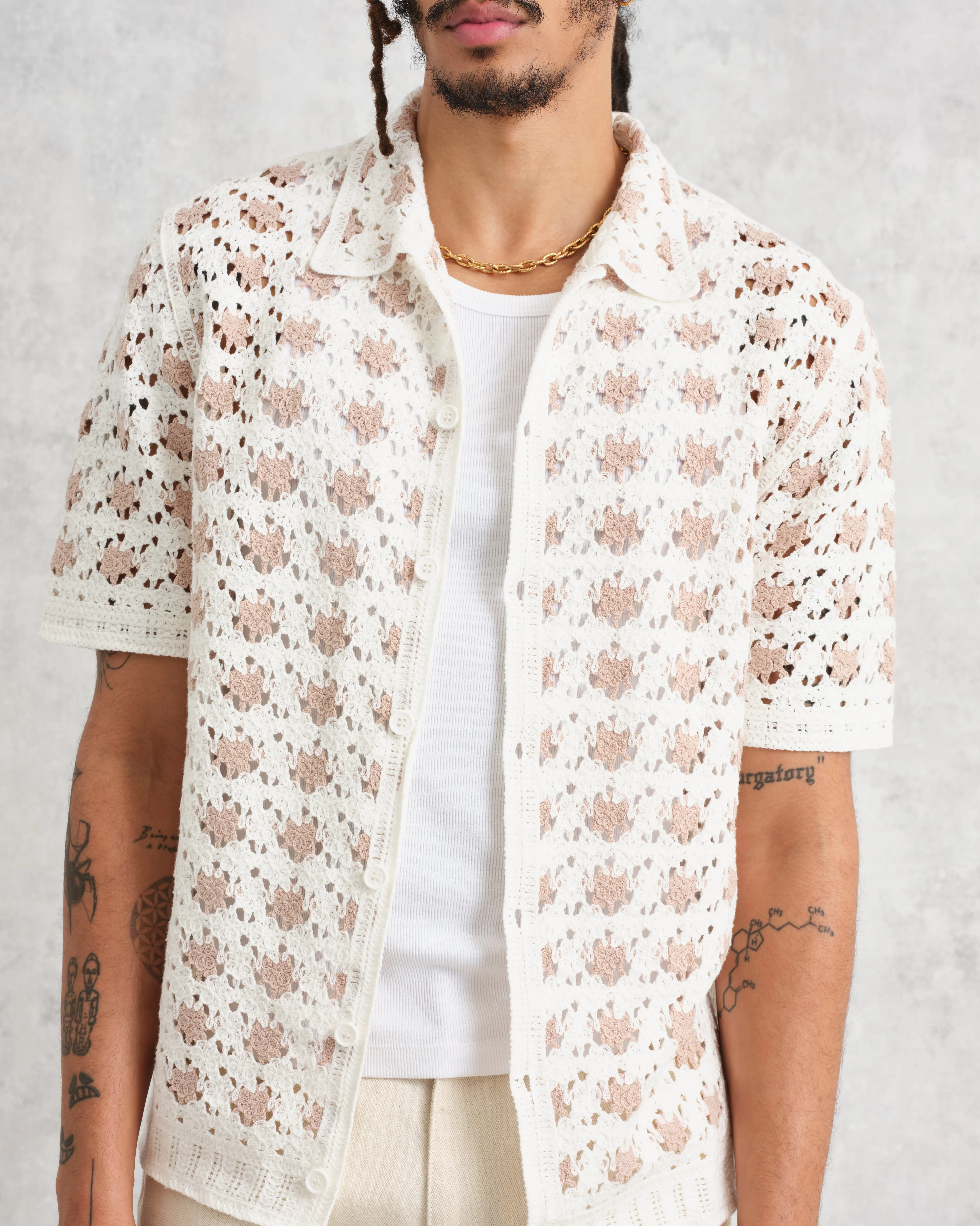 Porto - Ecru Splash Crochet Shirt sold by Wax London product image thumbnail 3