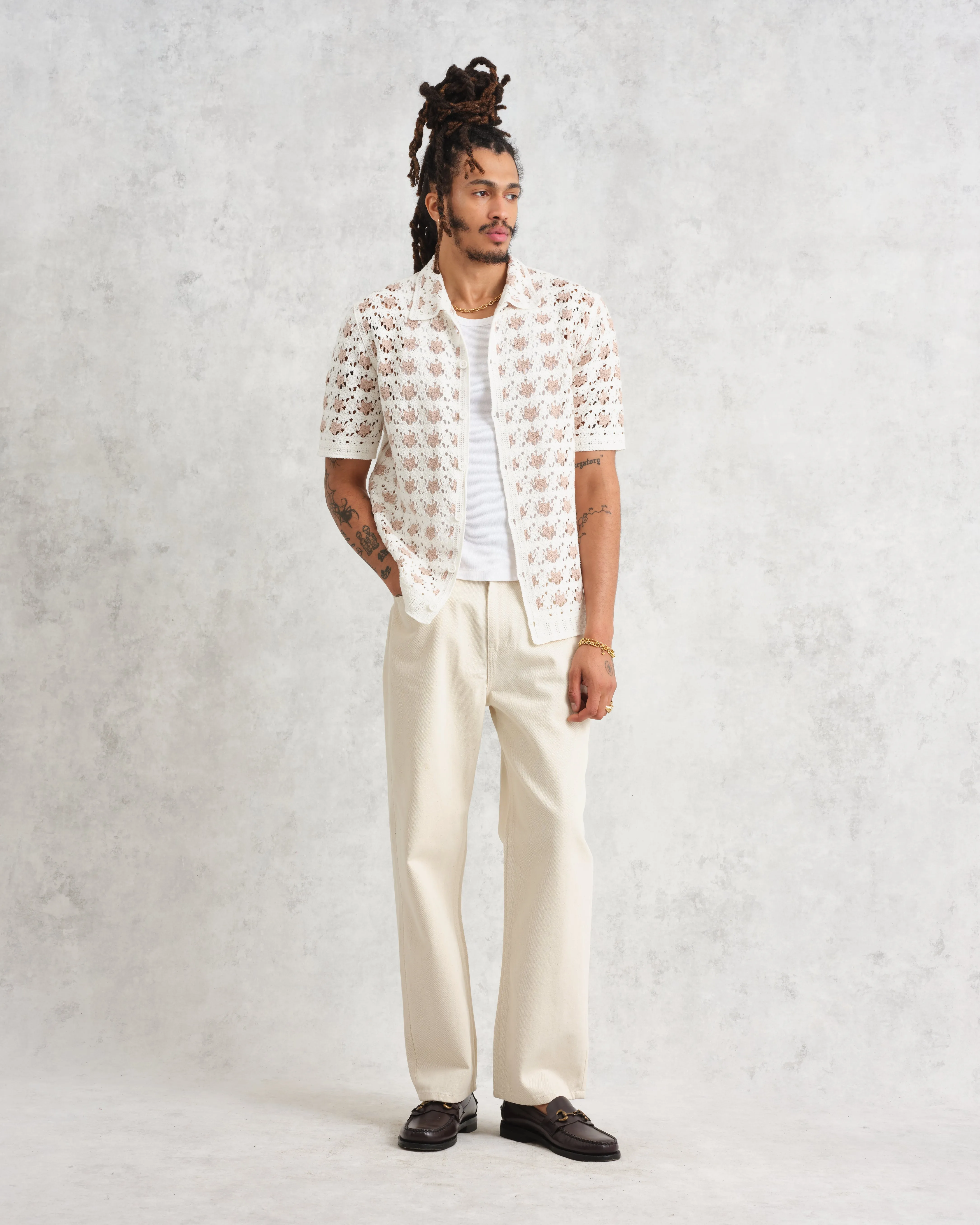 Porto - Ecru Splash Crochet Shirt sold by Wax London product image thumbnail 5