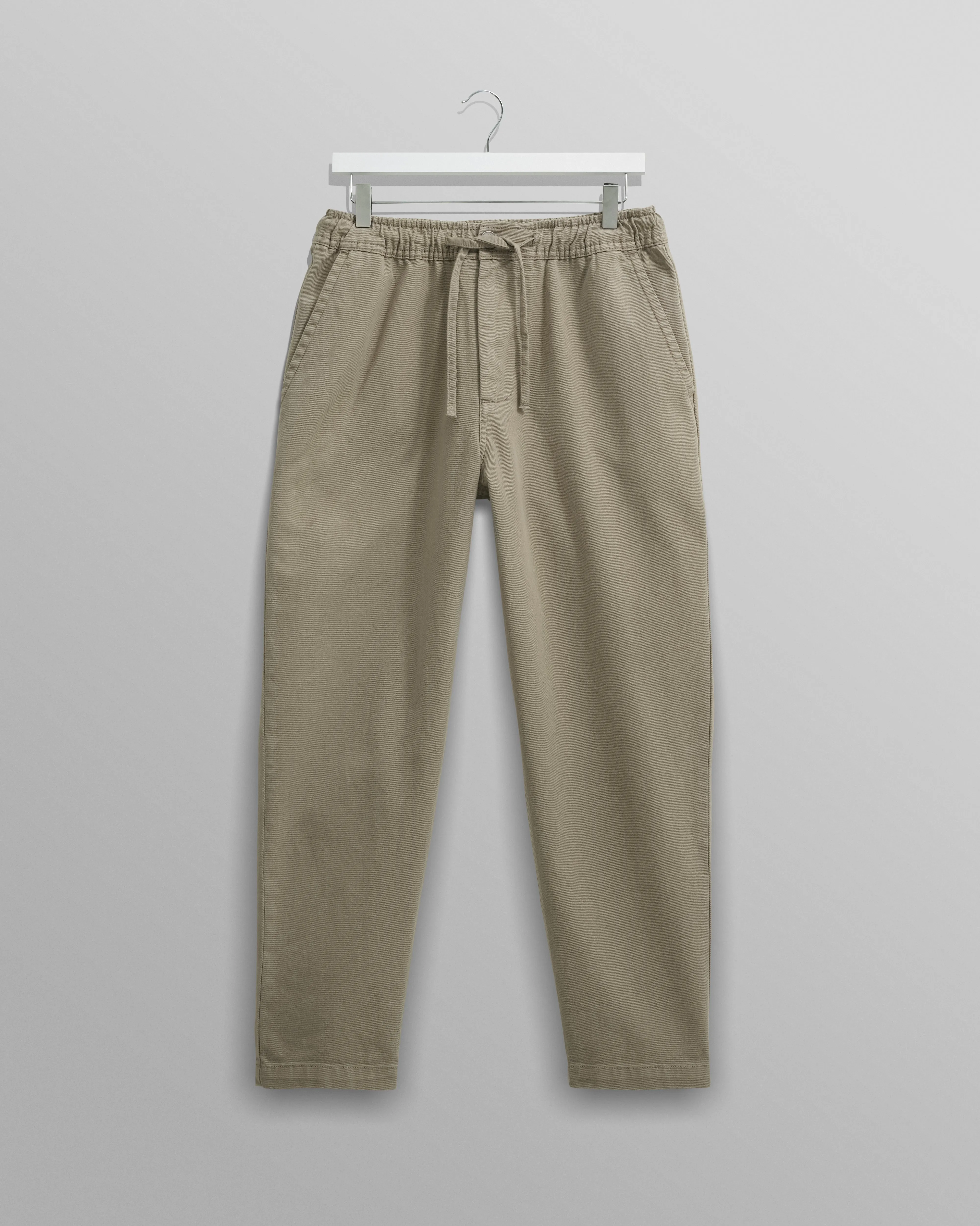 Kurt - Light Khaki Longer Leg Organic Cotton Trousers sold by Wax London
