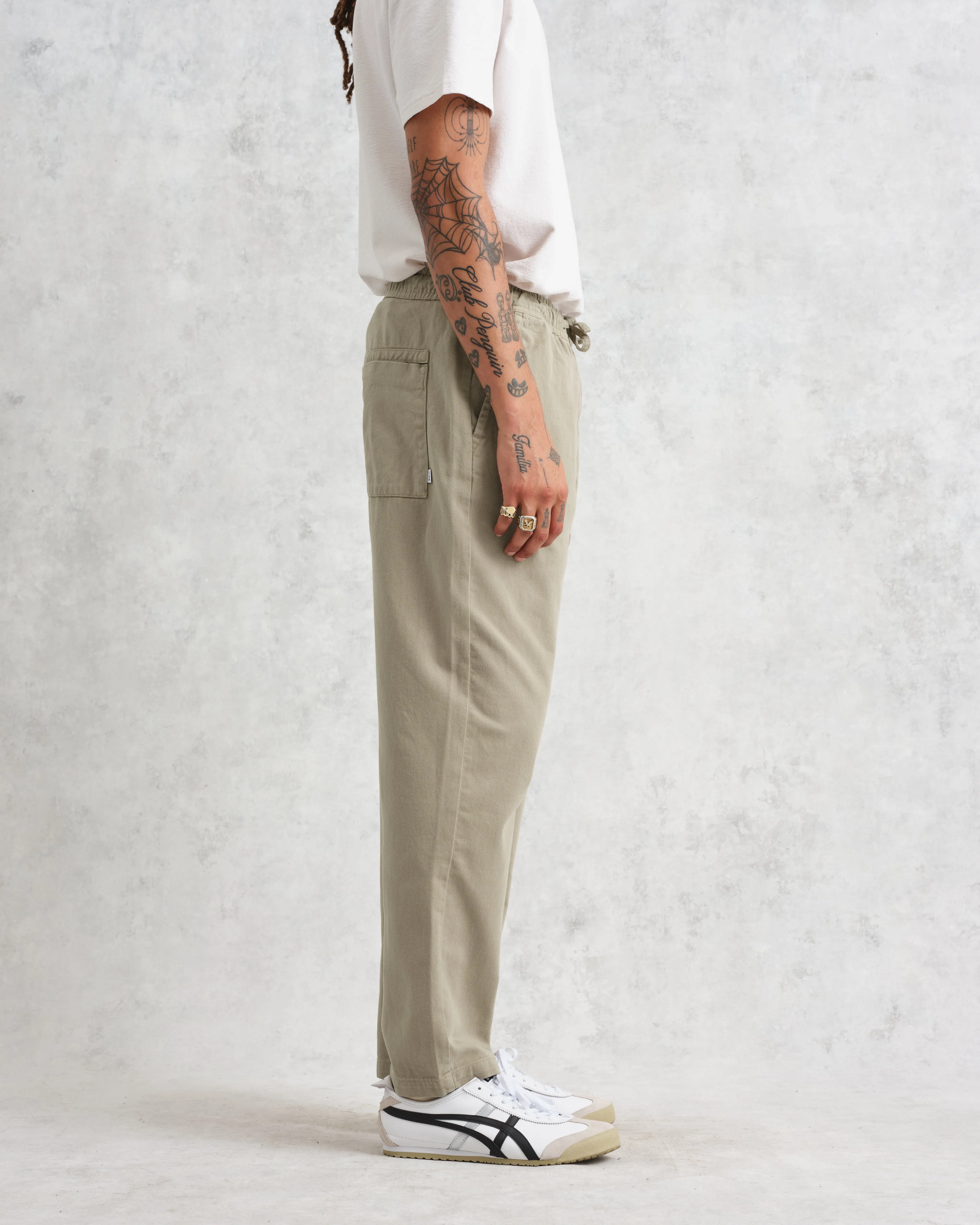 Kurt - Light Khaki Longer Leg Organic Cotton Trousers sold by Wax London product image thumbnail 4