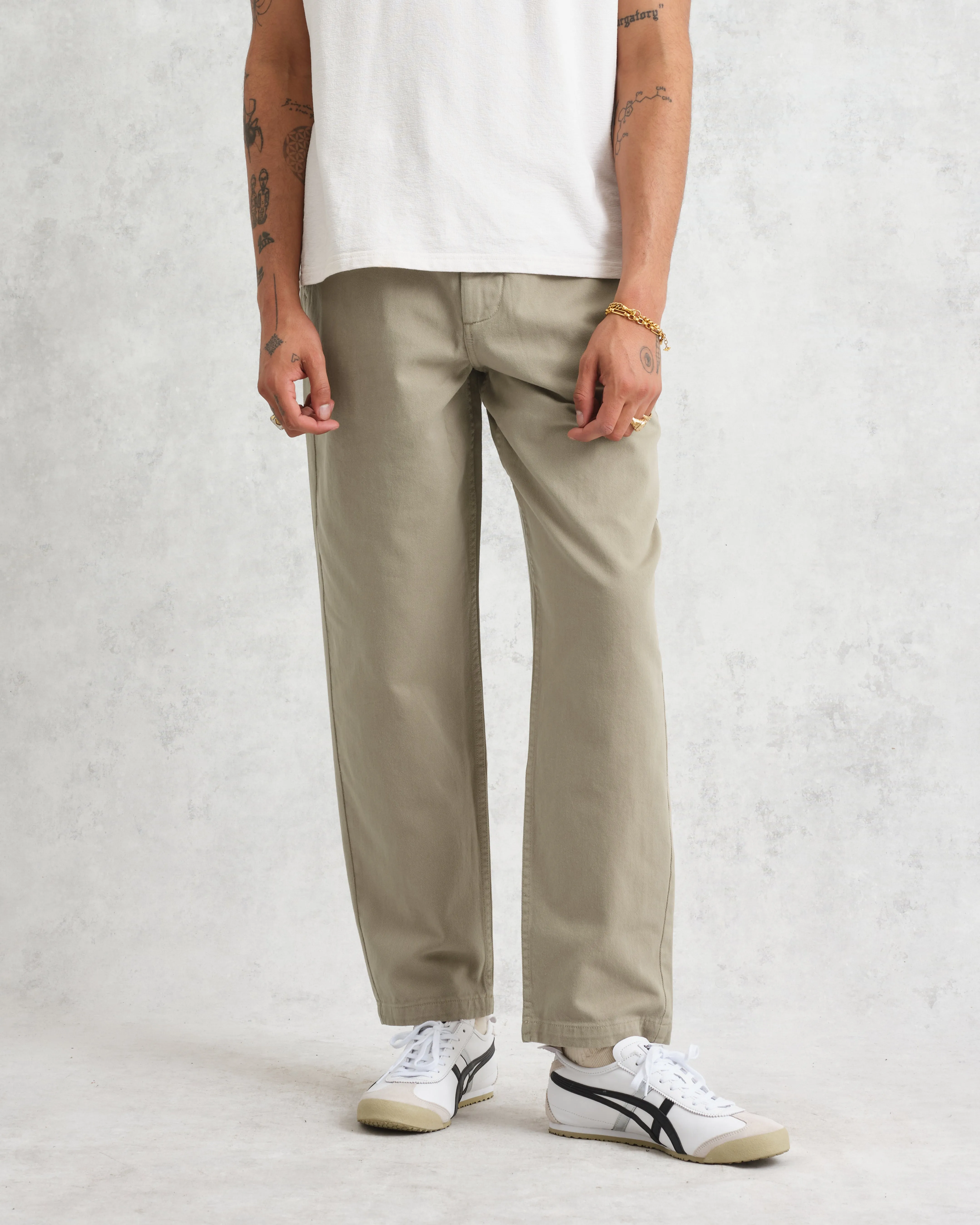 Kurt - Light Khaki Longer Leg Organic Cotton Trousers sold by Wax London product image thumbnail 2