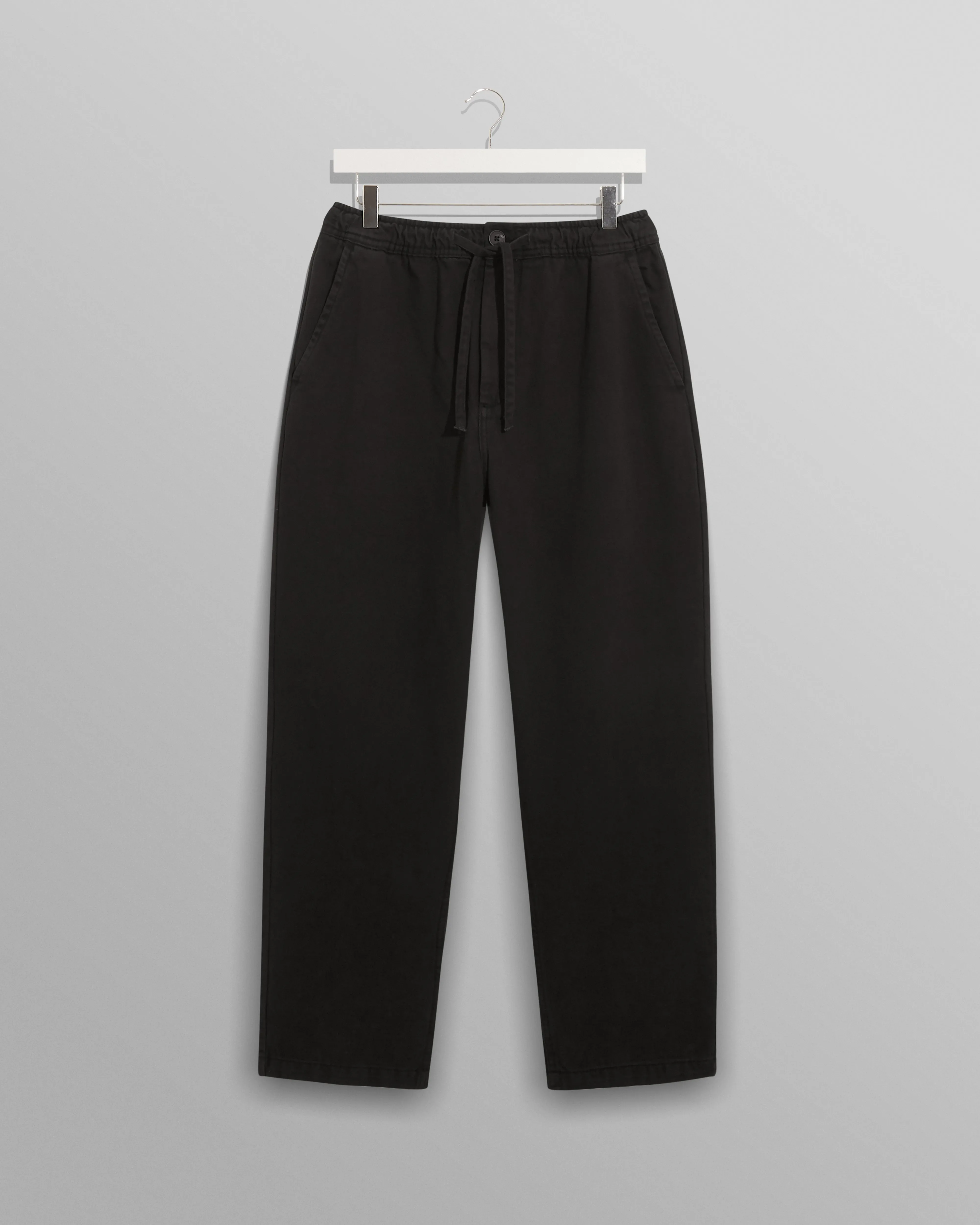 Kurt - Black Longer Leg Organic Cotton Trousers sold by Wax London