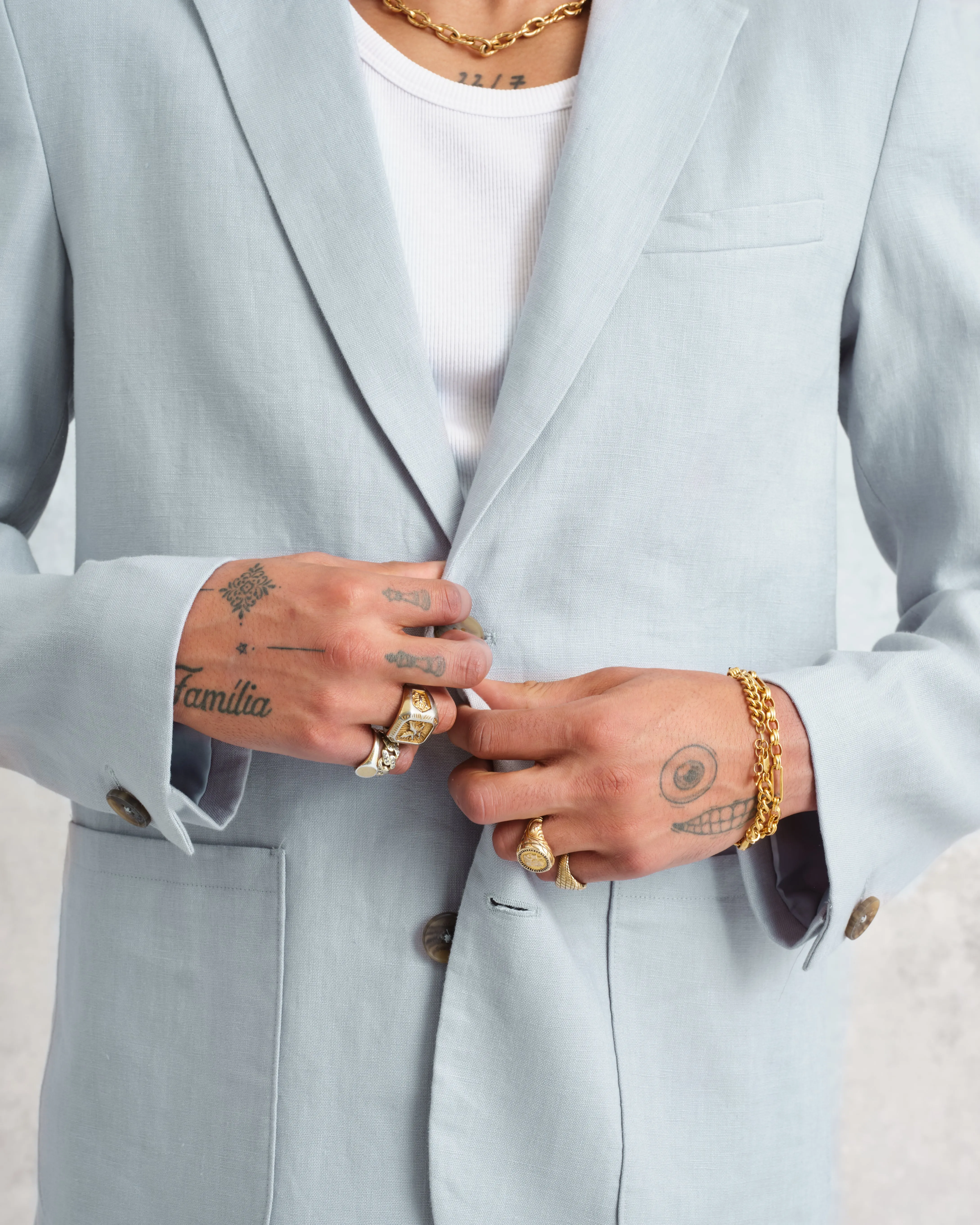 Fintry Blazer Pale Blue Linen sold by Wax London product image thumbnail 3