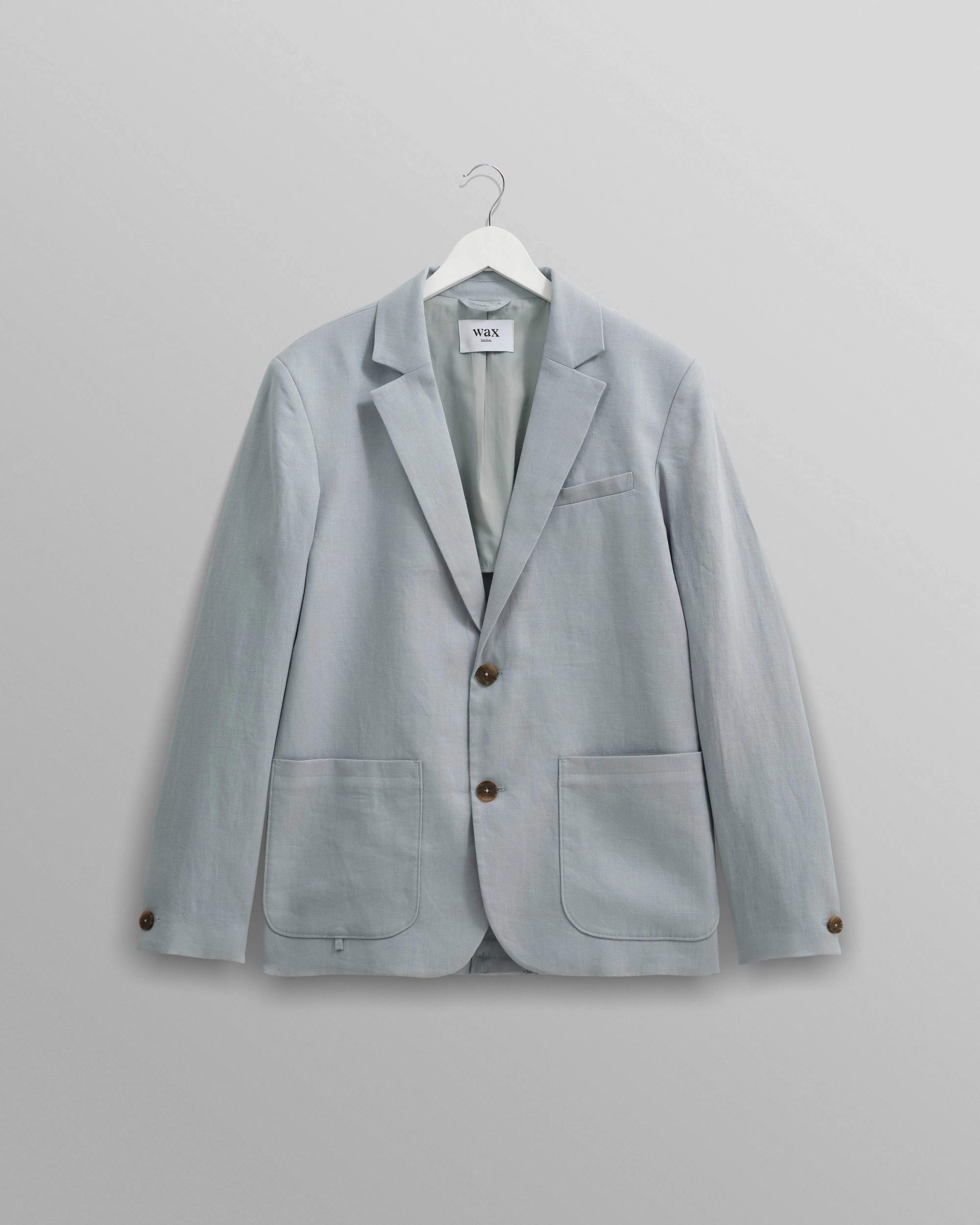 Fintry Blazer Pale Blue Linen sold by Wax London