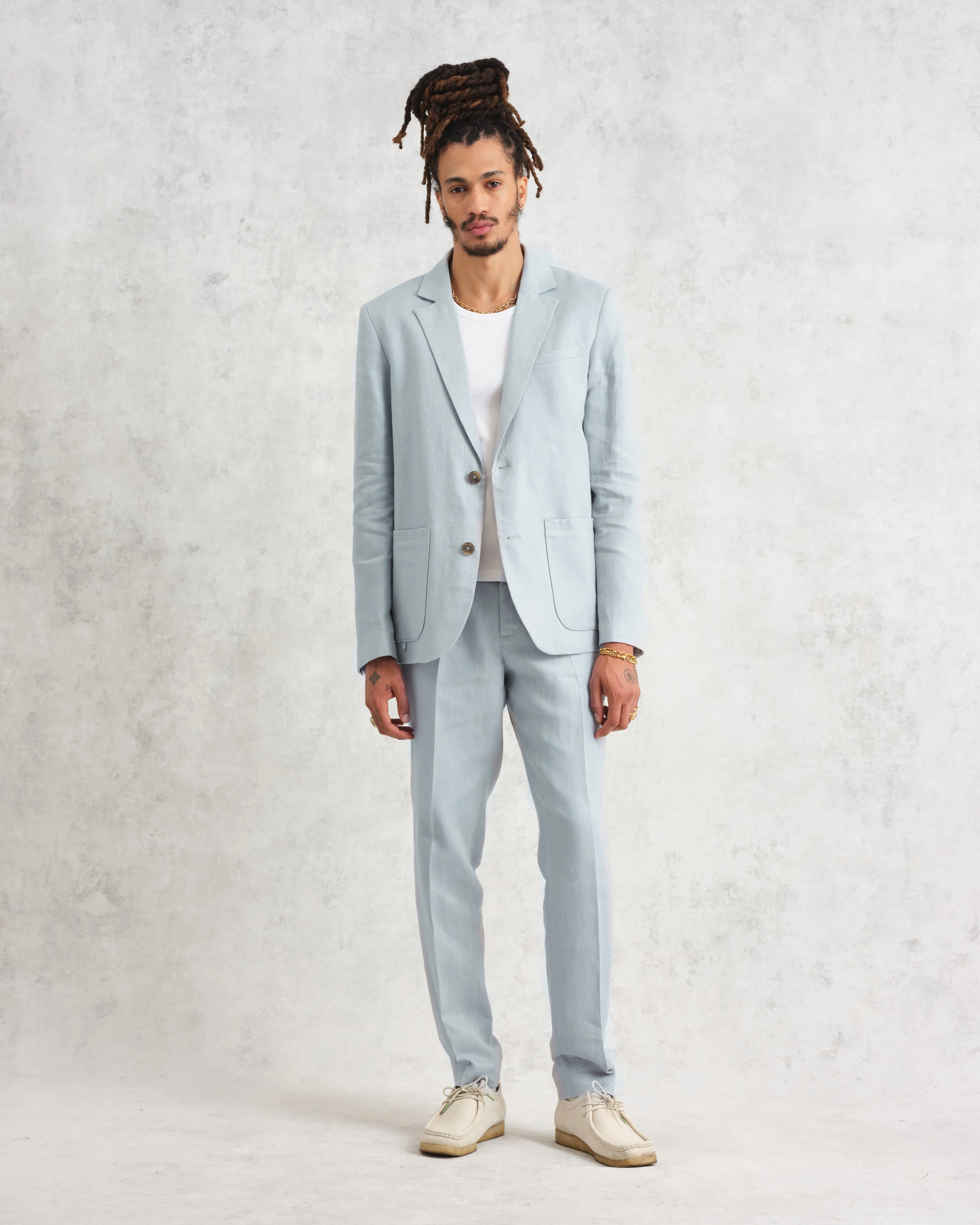 Fintry Blazer Pale Blue Linen sold by Wax London product image thumbnail 4