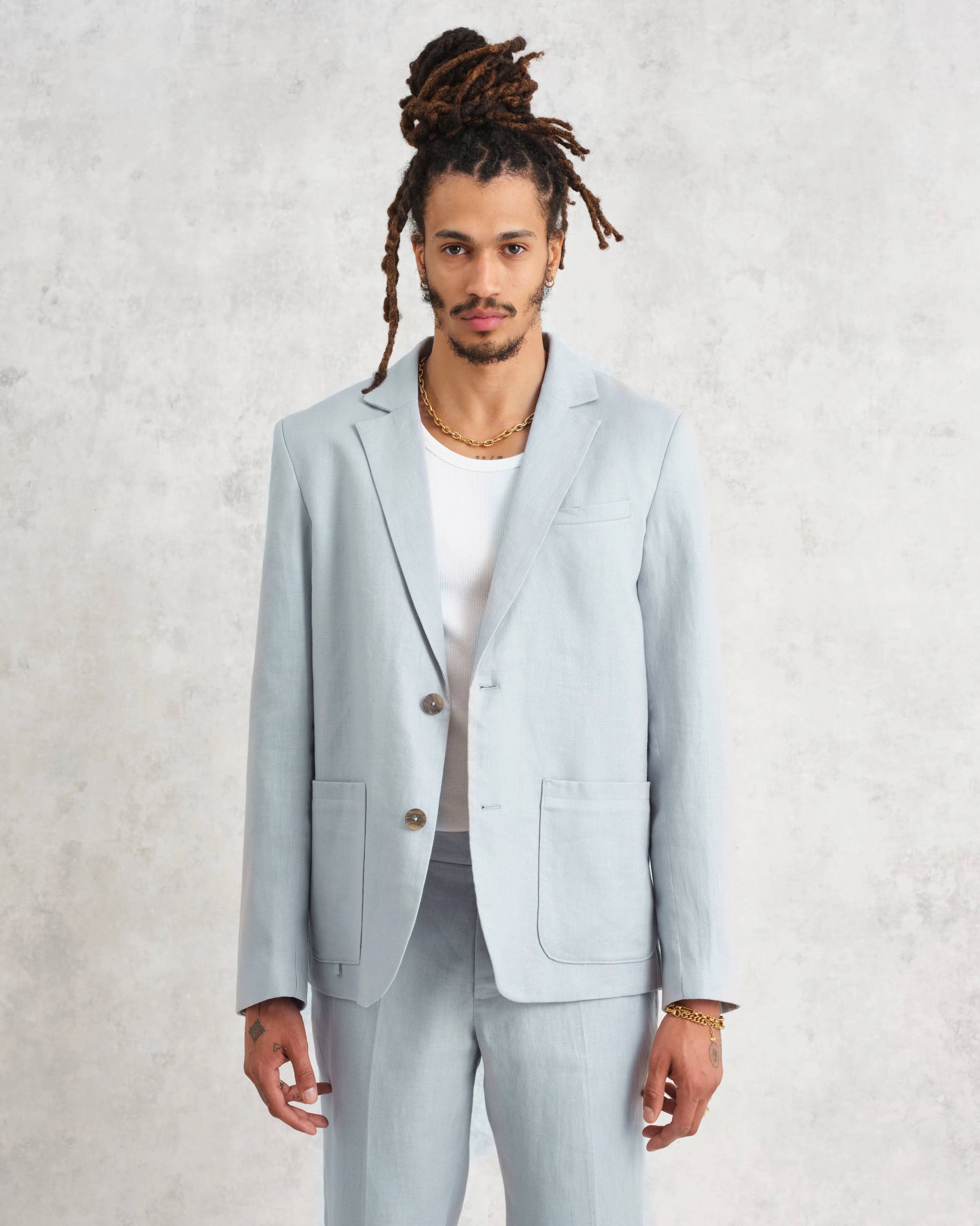 Fintry Blazer Pale Blue Linen sold by Wax London product image thumbnail 2