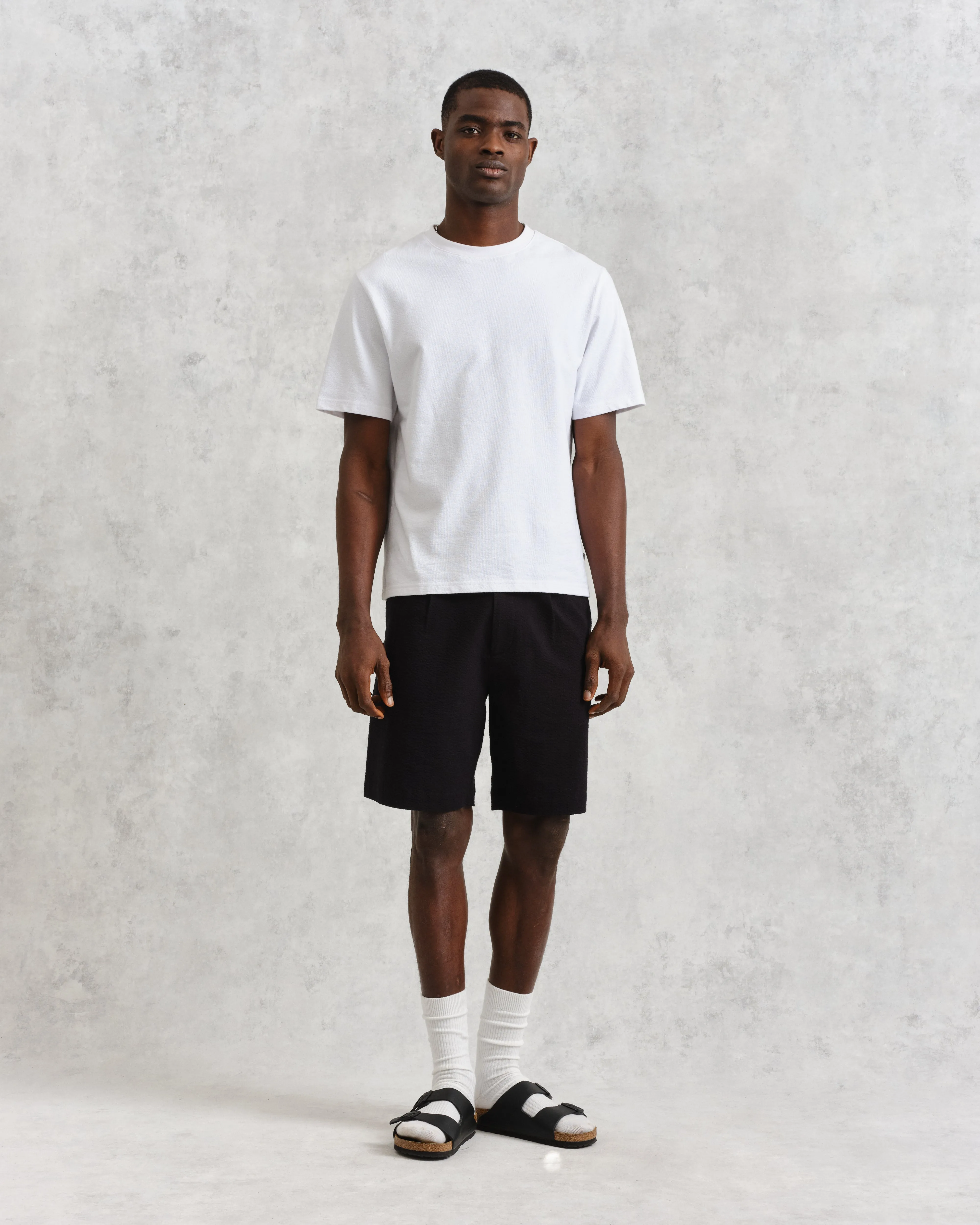 Linton Pleat Shorts Black Seersucker sold by Wax London product image thumbnail 4