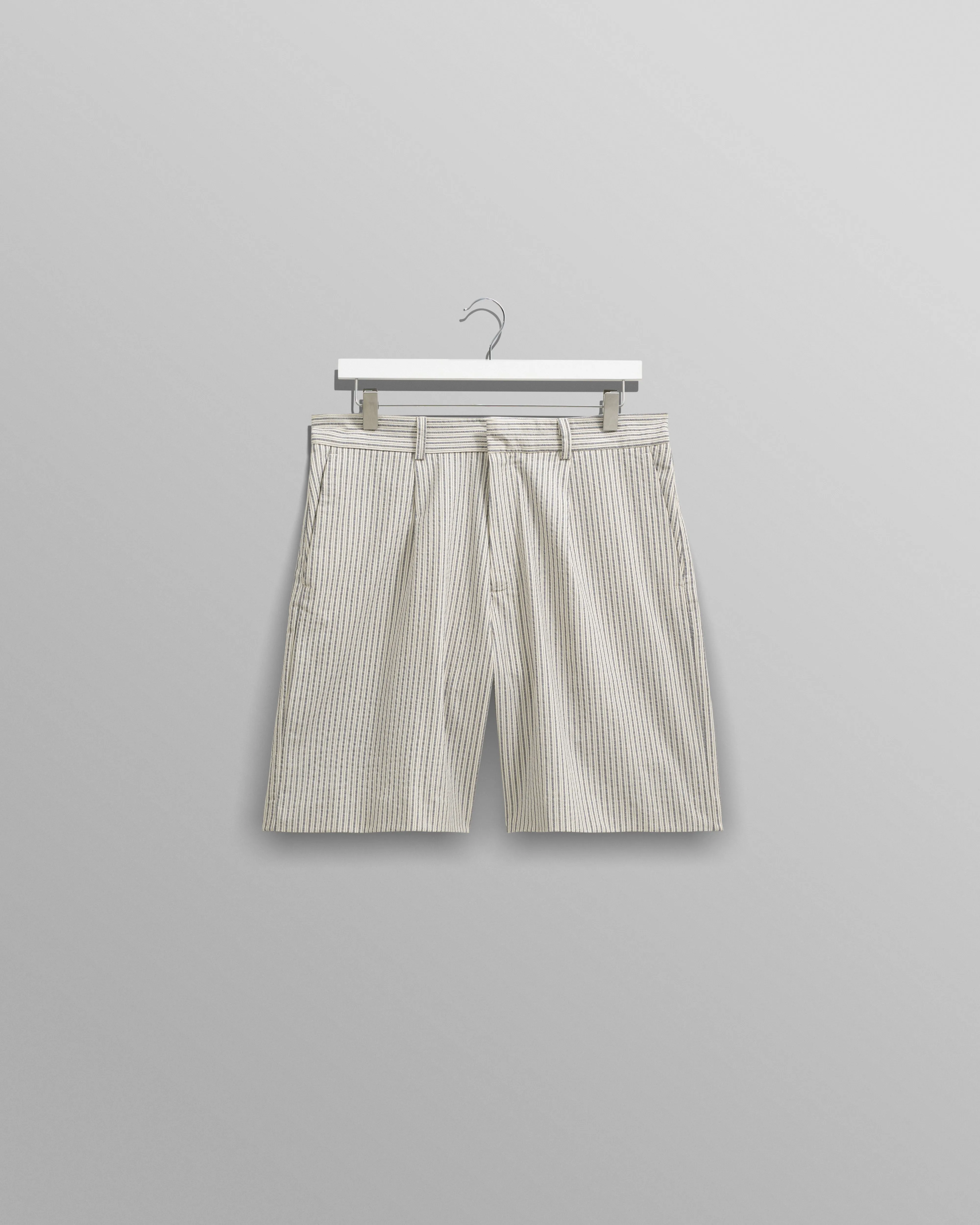 Linton Pleat Shorts Ecru Stripe sold by Wax London