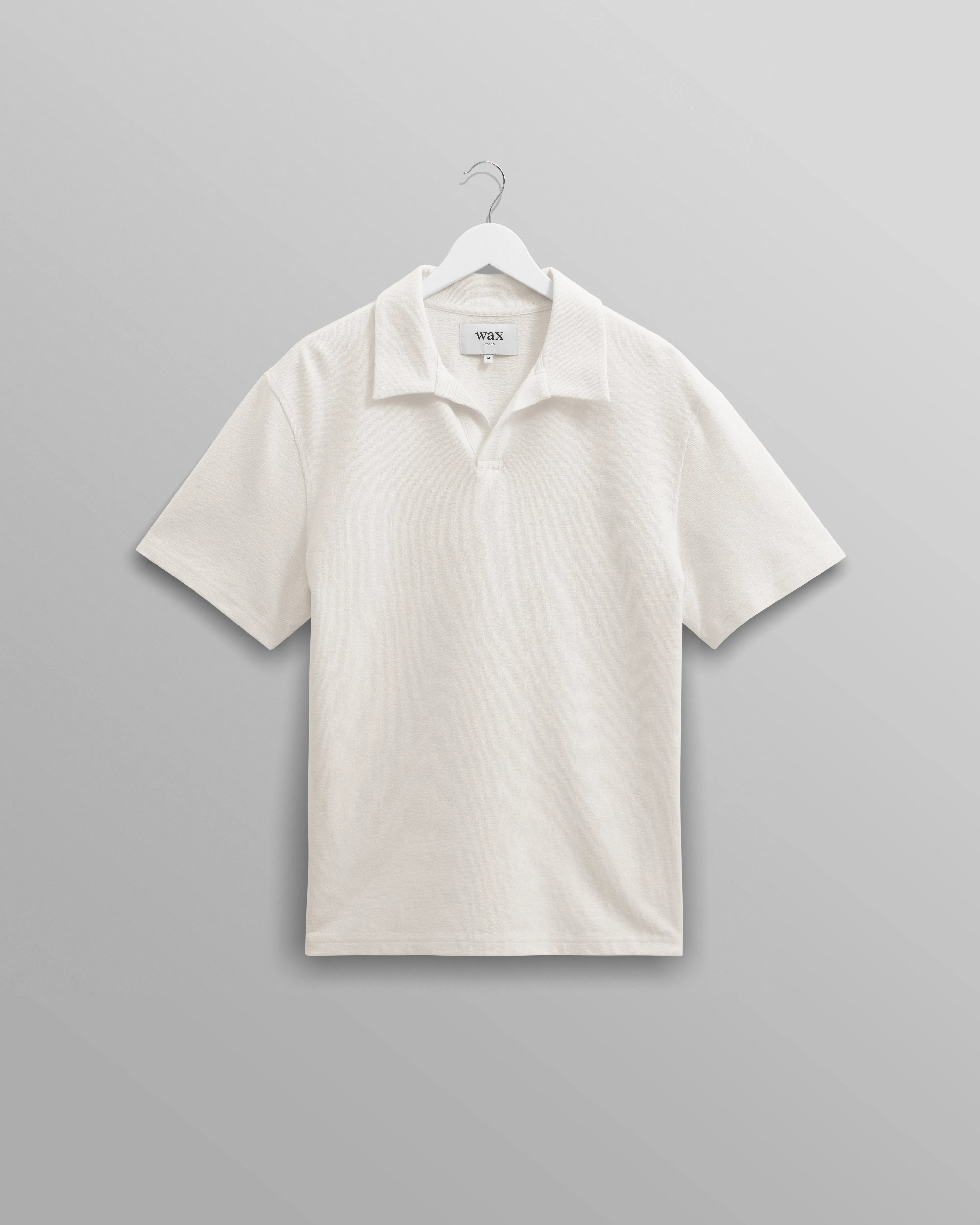 Atwood - Ecru Textured Organic Cotton Polo Shirt sold by Wax London