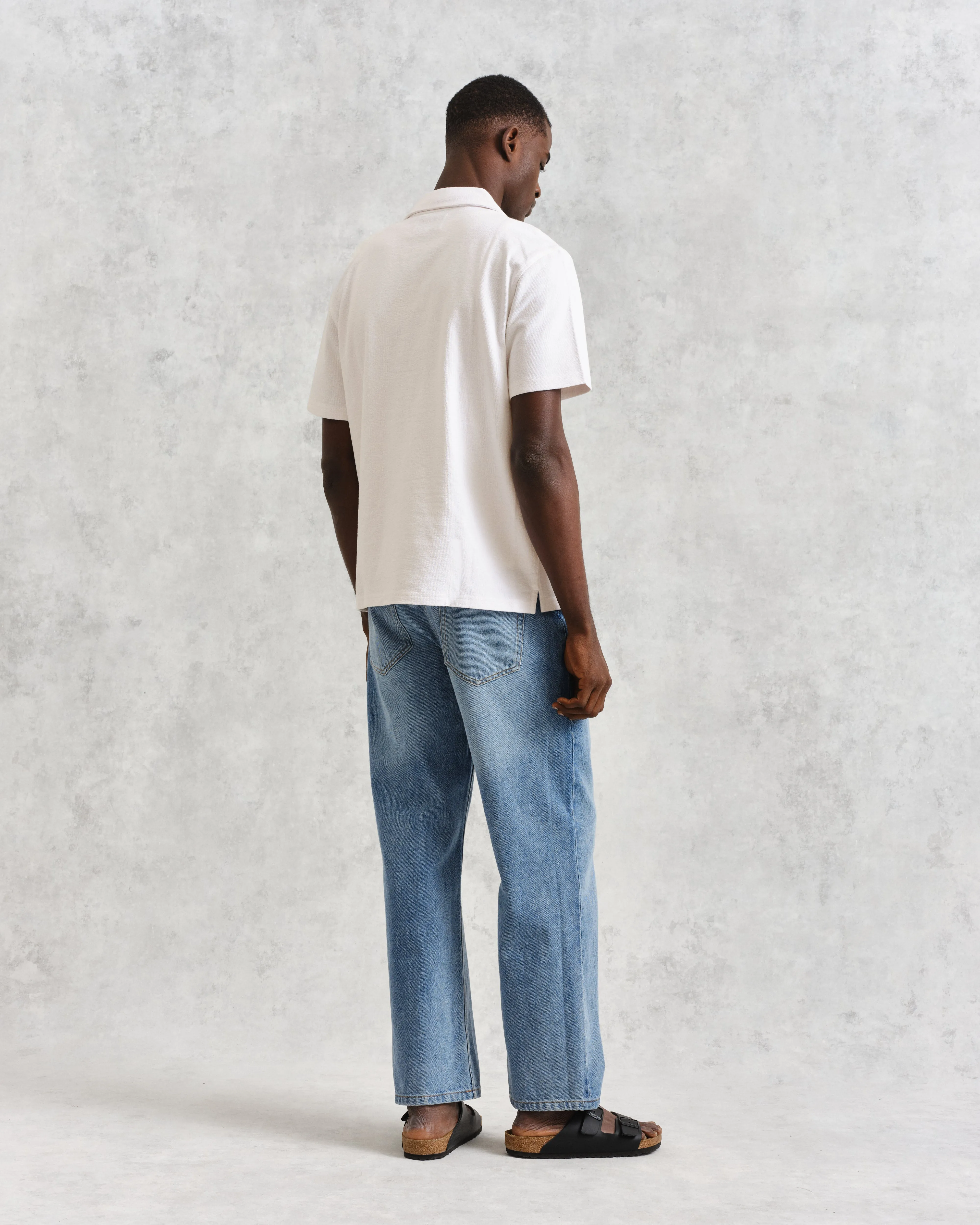 Atwood - Ecru Textured Organic Cotton Polo Shirt sold by Wax London product image thumbnail 5