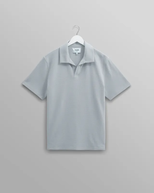 Atwood - Blue Textured Organic Cotton Polo Shirt sold by Wax London