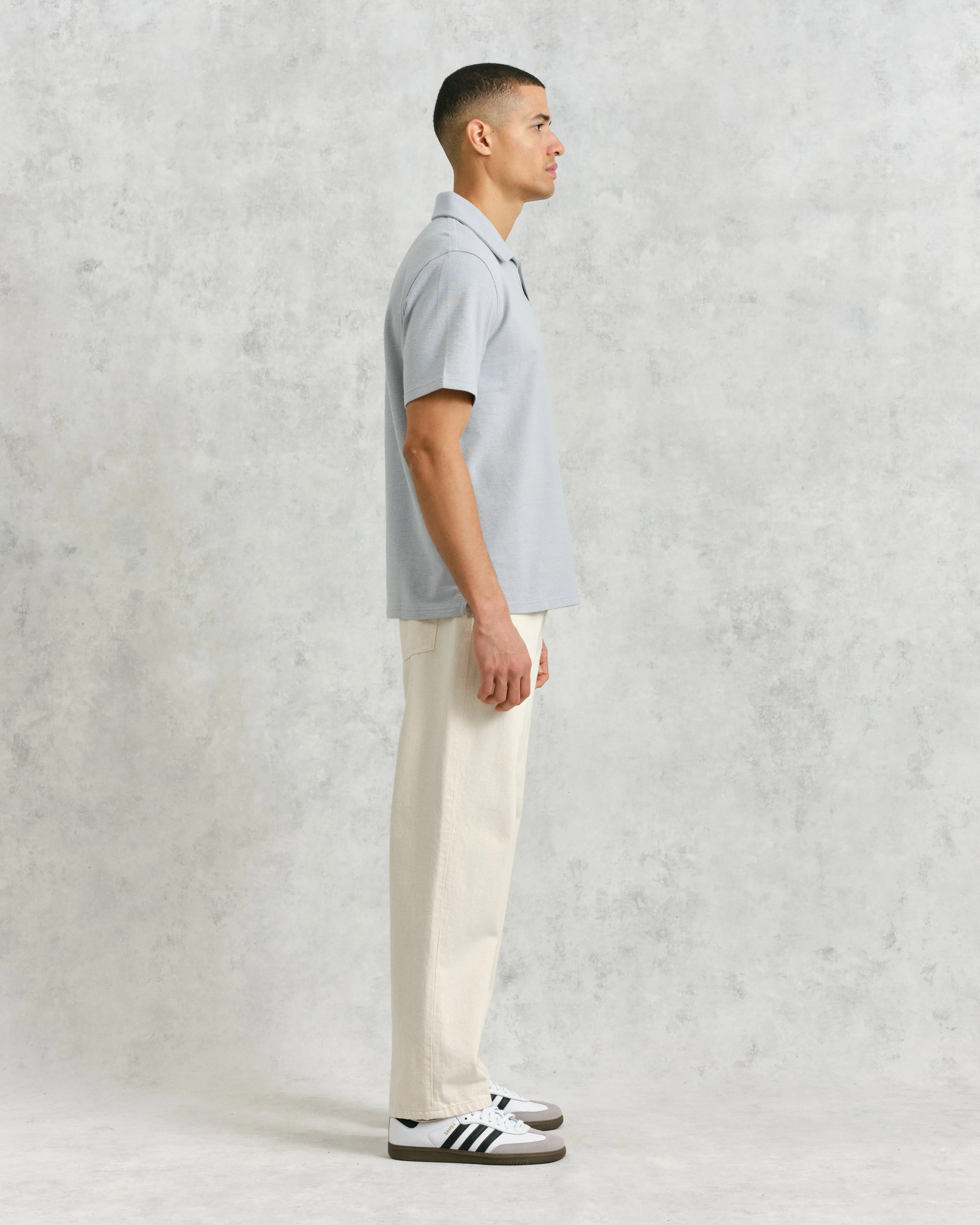 Atwood - Blue Textured Organic Cotton Polo Shirt sold by Wax London product image thumbnail 5