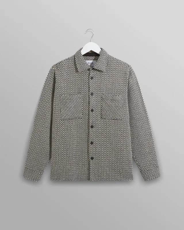 Whiting Overshirt Black/Ecru Stepney sold by Wax London