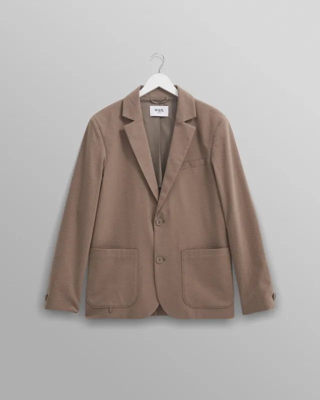 Fintry Blazer Taupe Seersucker made by Wax London