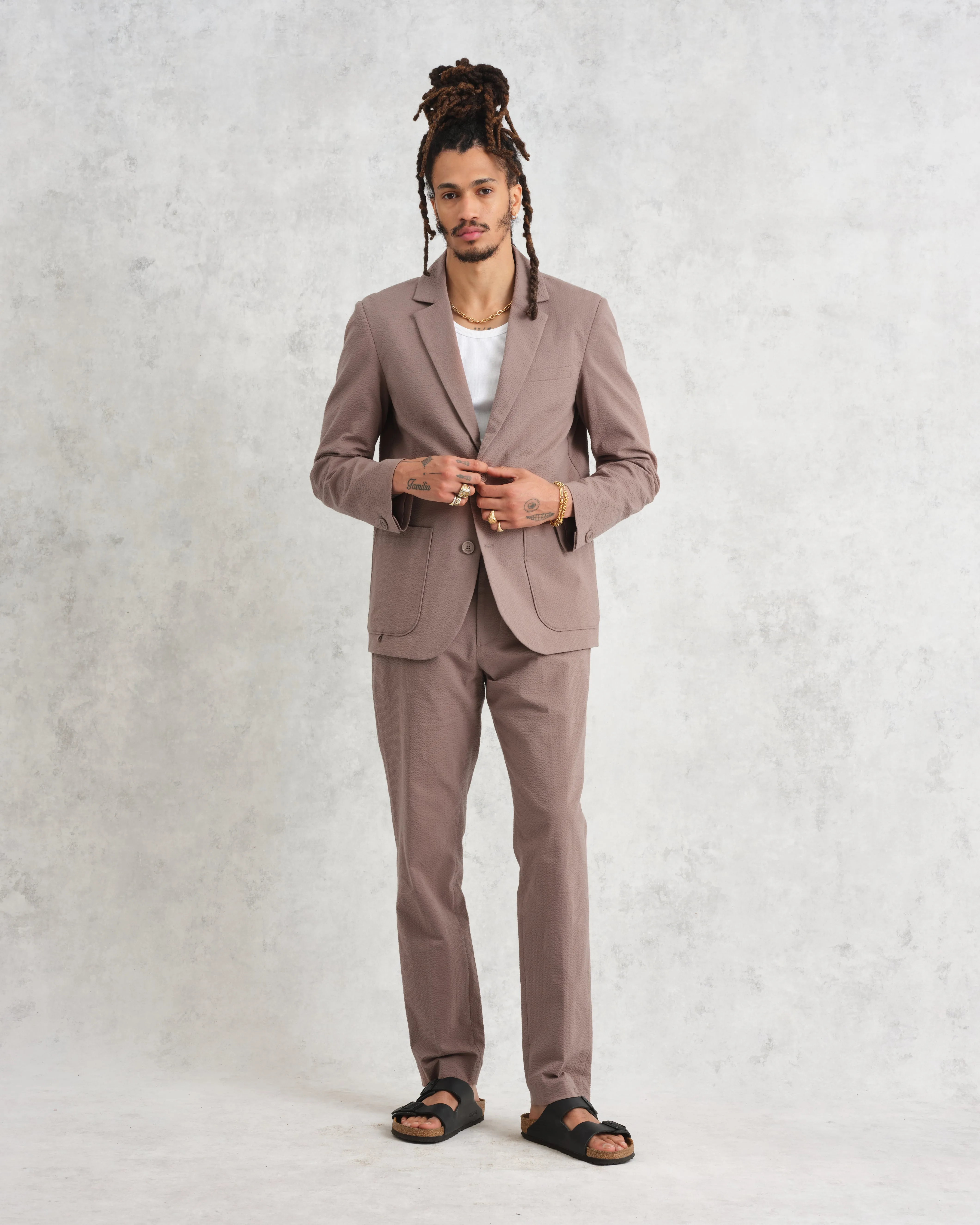 Fintry Blazer Taupe Seersucker sold by Wax London product image thumbnail 4