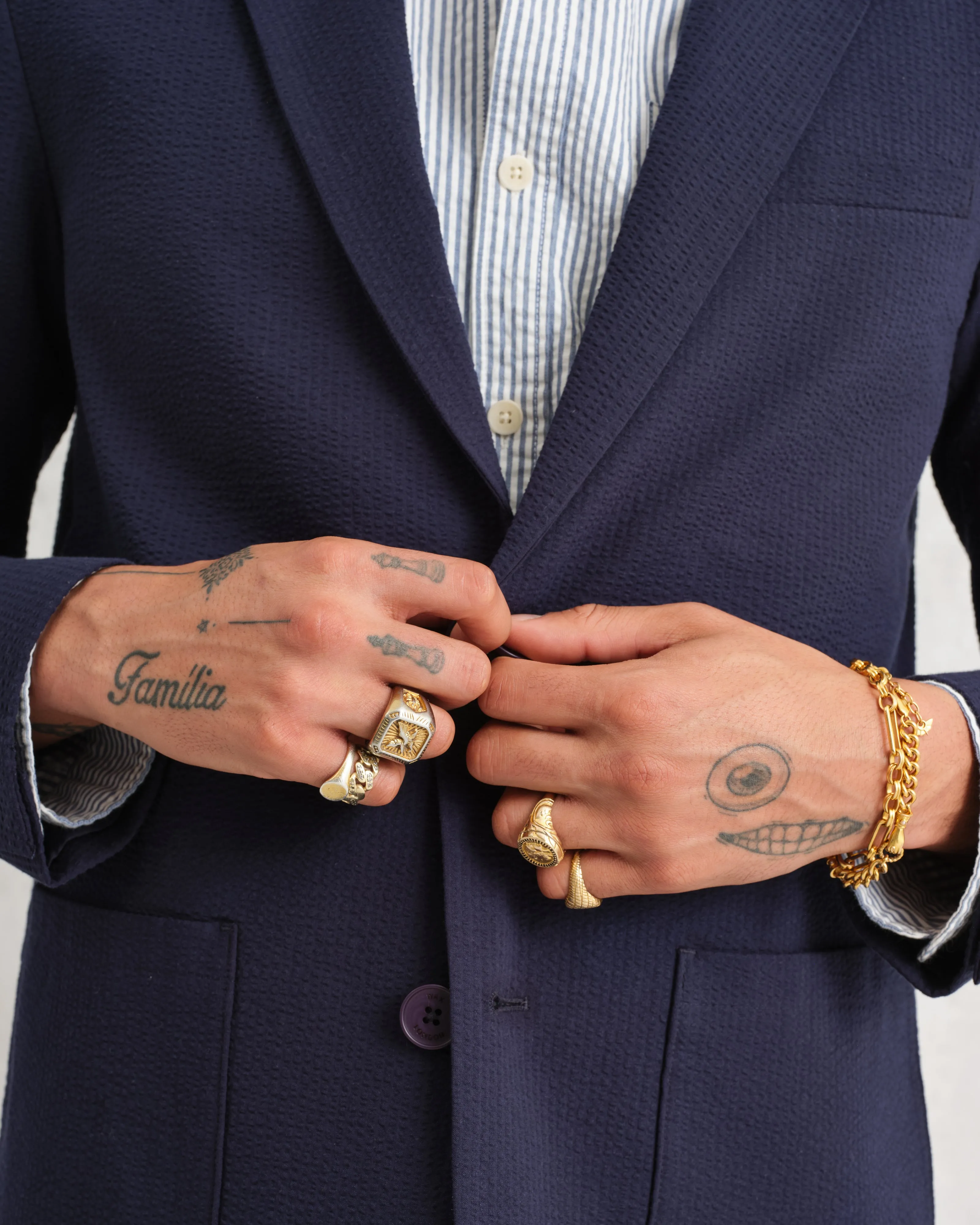 Fintry Blazer Navy Seersucker sold by Wax London product image thumbnail 3