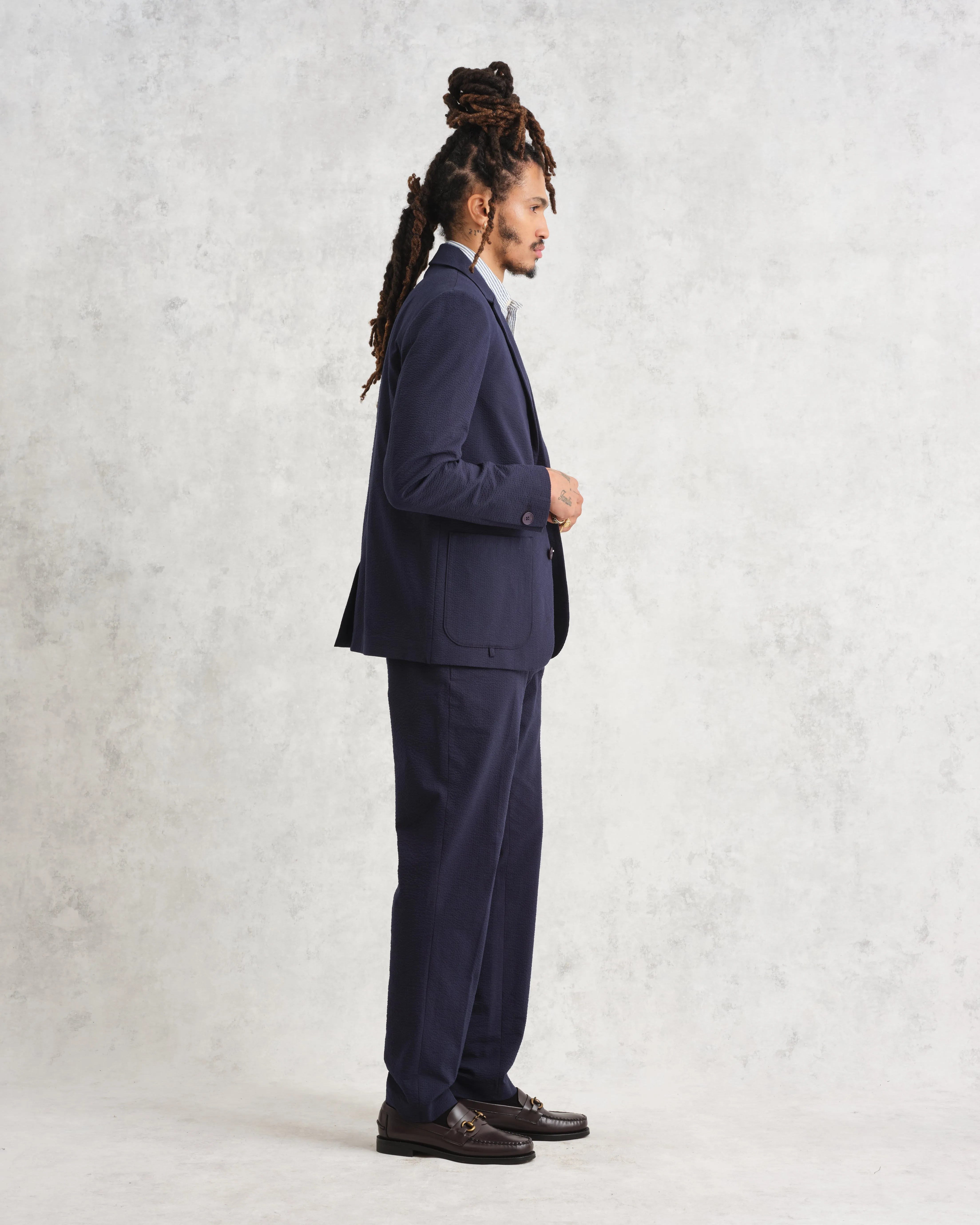 Fintry Blazer Navy Seersucker sold by Wax London product image thumbnail 5