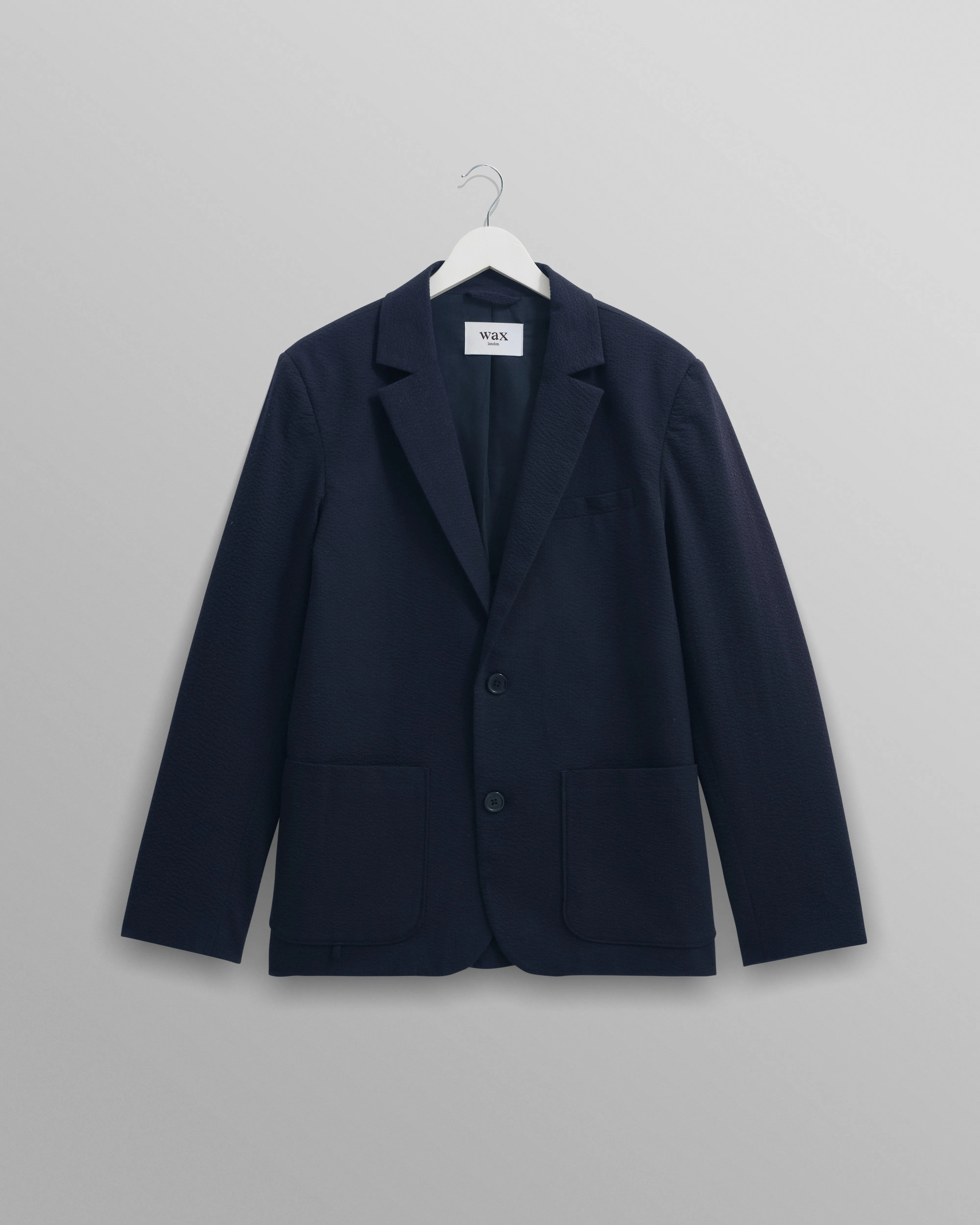 Fintry Blazer Navy Seersucker sold by Wax London