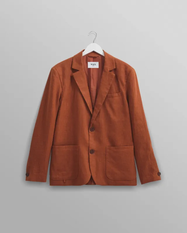 Fintry Blazer Rust Linen sold by Wax London